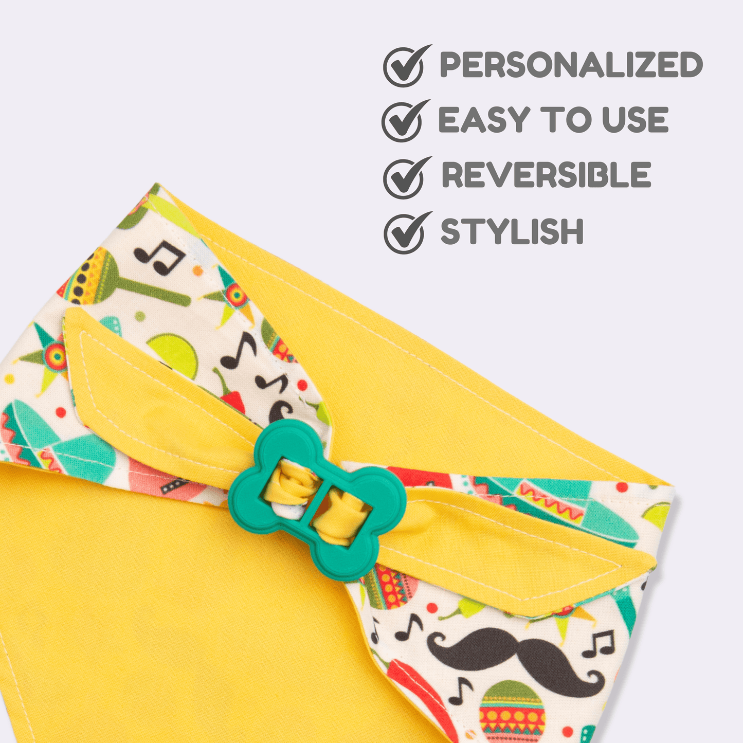 Dog bandana Fiesta & Yellow Dog Bandana – Reversible with Bone Clasp - Life for Pawz - Bone Clasp