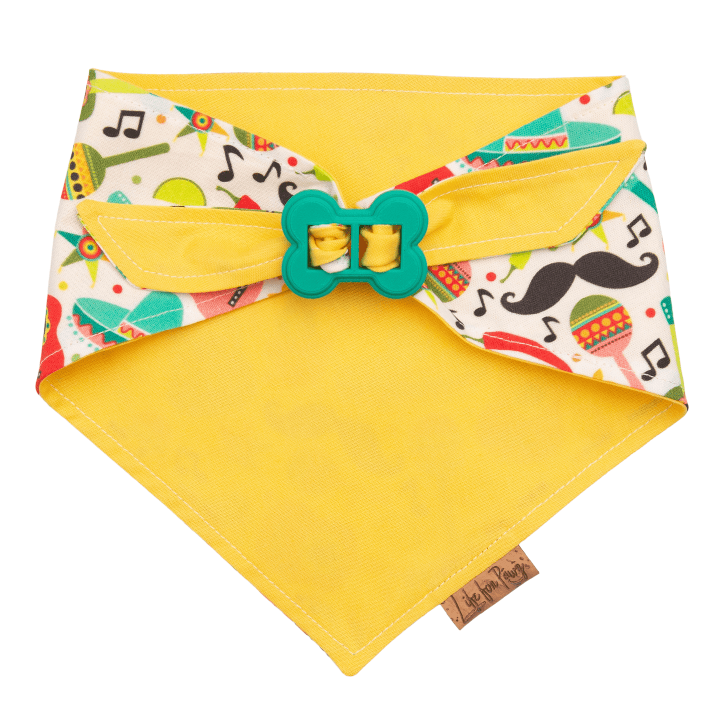 Dog bandana Fiesta & Yellow Dog Bandana – Reversible with Bone Clasp - Life for Pawz - Bone Clasp