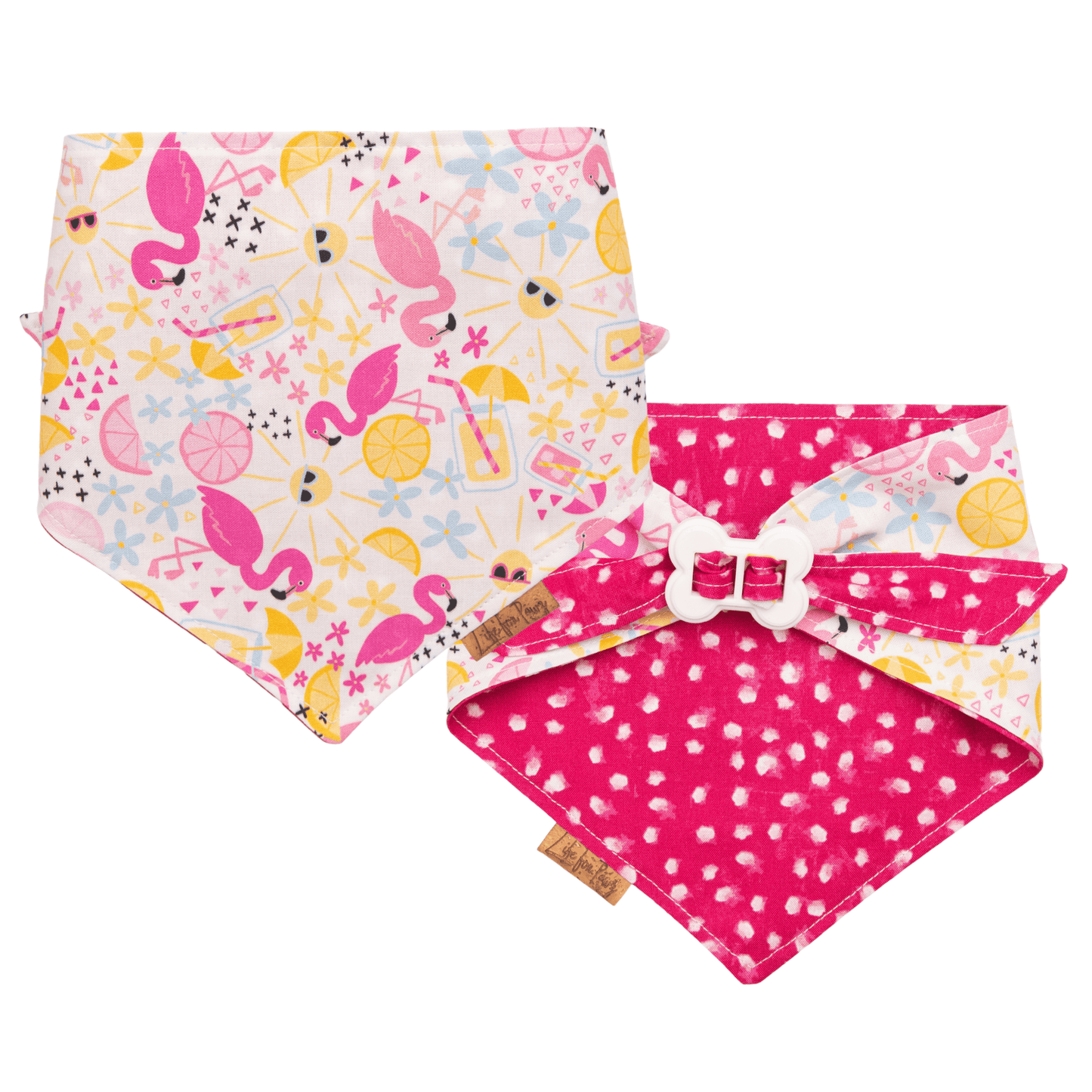 Dog bandana Flamingo & Pink Dot Dog Bandana - Life for Pawz - Bone Clasp