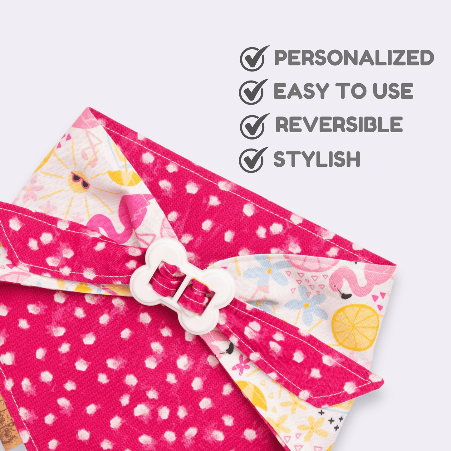 Dog bandana Flamingo & Pink Dot Dog Bandana - Life for Pawz - Bone Clasp