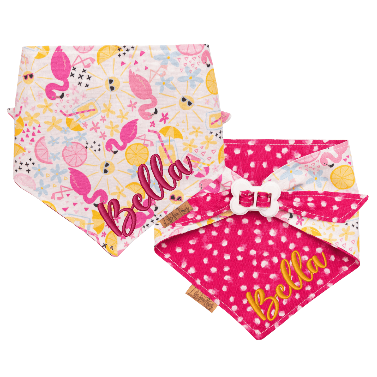 Dog bandana Flamingo & Pink Dot Dog Bandana - Life for Pawz - Bone Clasp