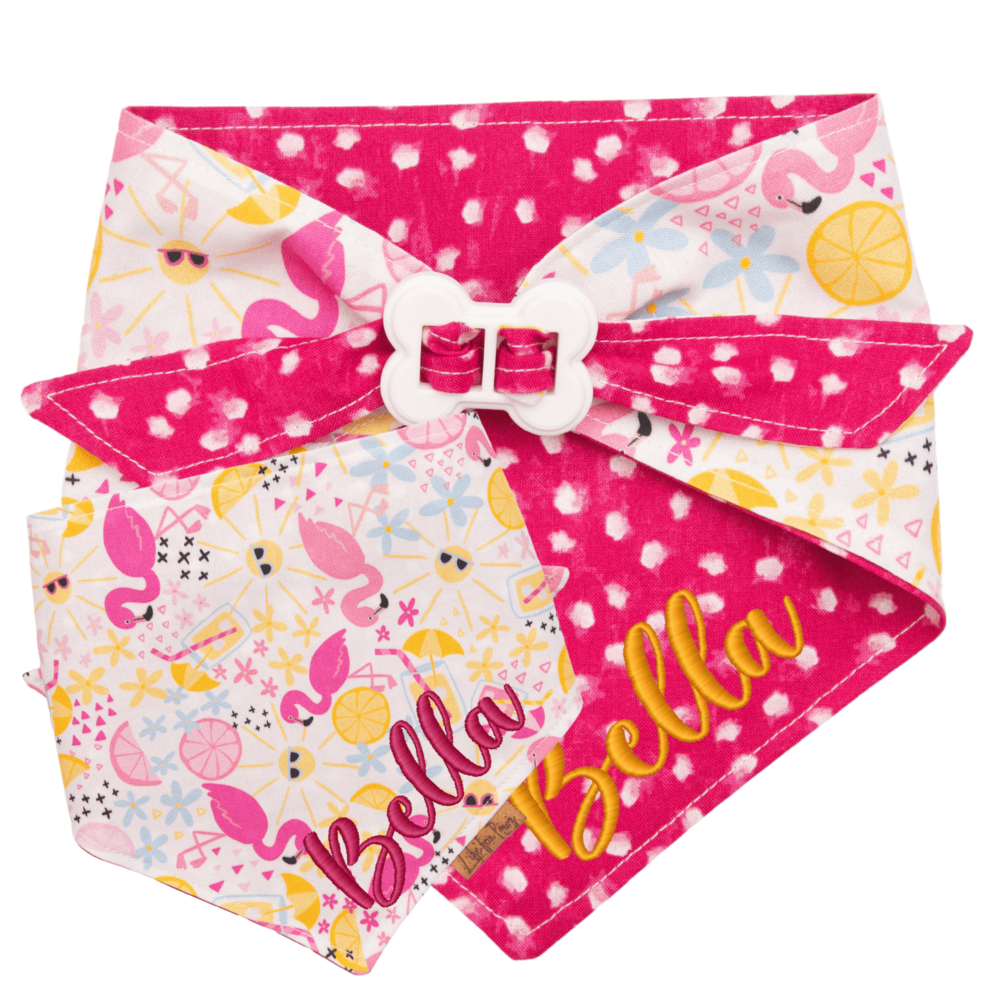 Dog bandana Flamingo & Pink Dot Dog Bandana - Life for Pawz - Bone Clasp