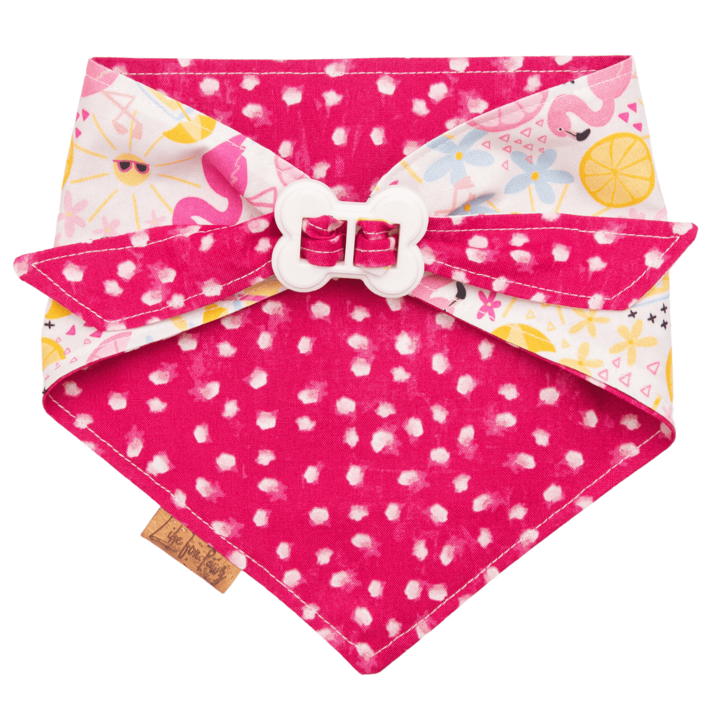 Dog bandana Flamingo & Pink Dot Dog Bandana - Life for Pawz - Bone Clasp
