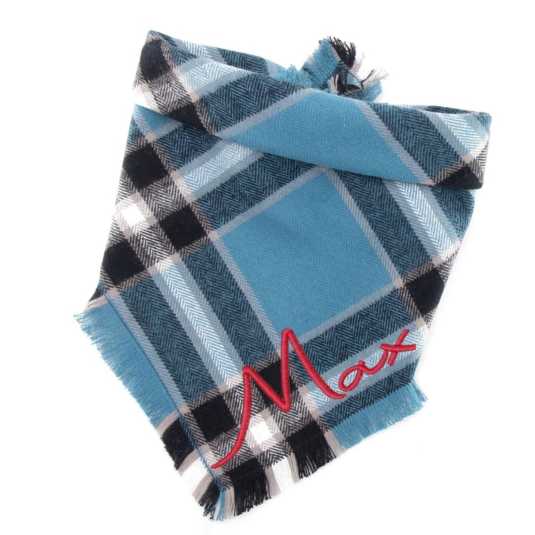 Flannel Bandanas Blue Plaid by Life for Pawz – Handmade for pets