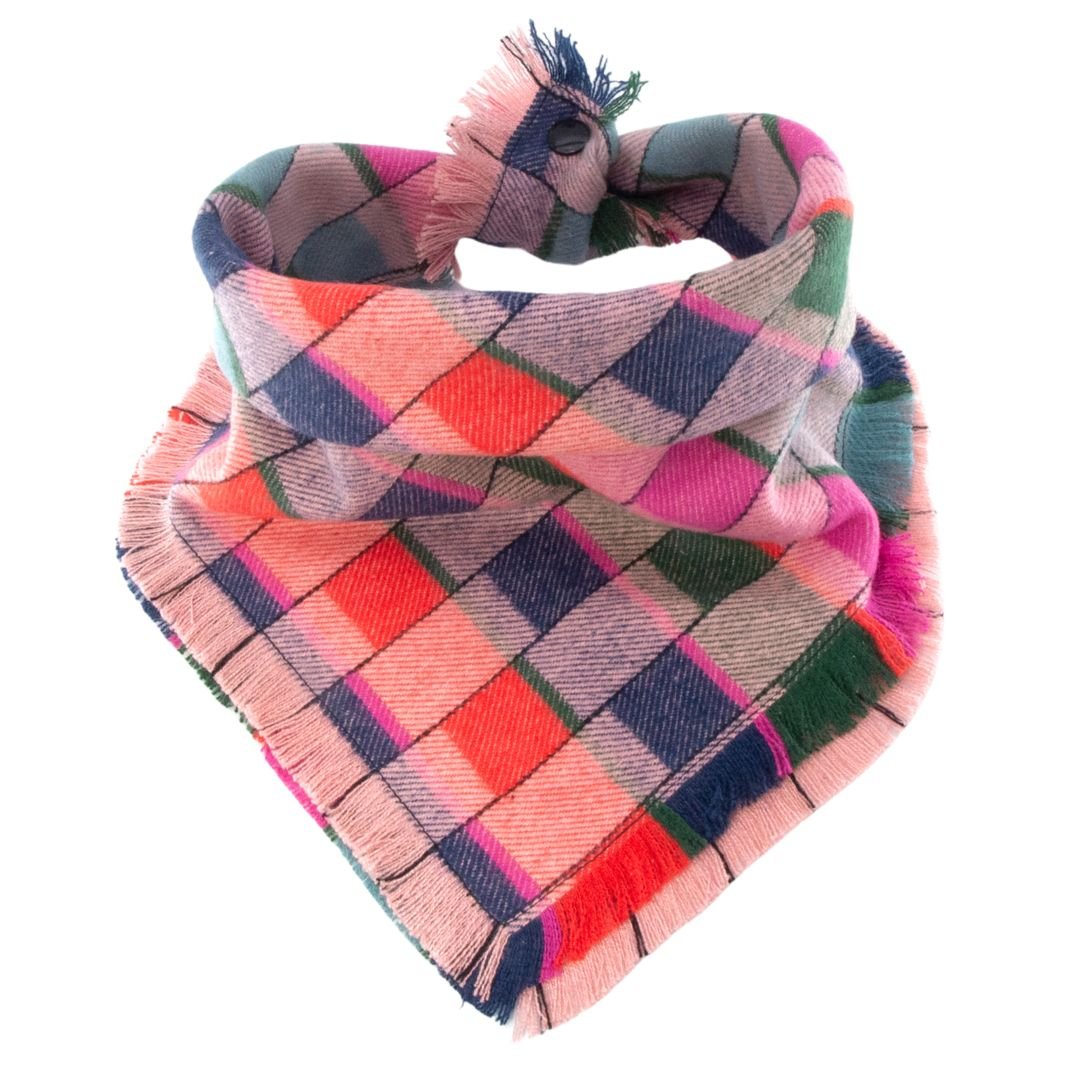 Flannel Bandanas Bright Multicolor Plaid by Life for Pawz – Handmade for pets
