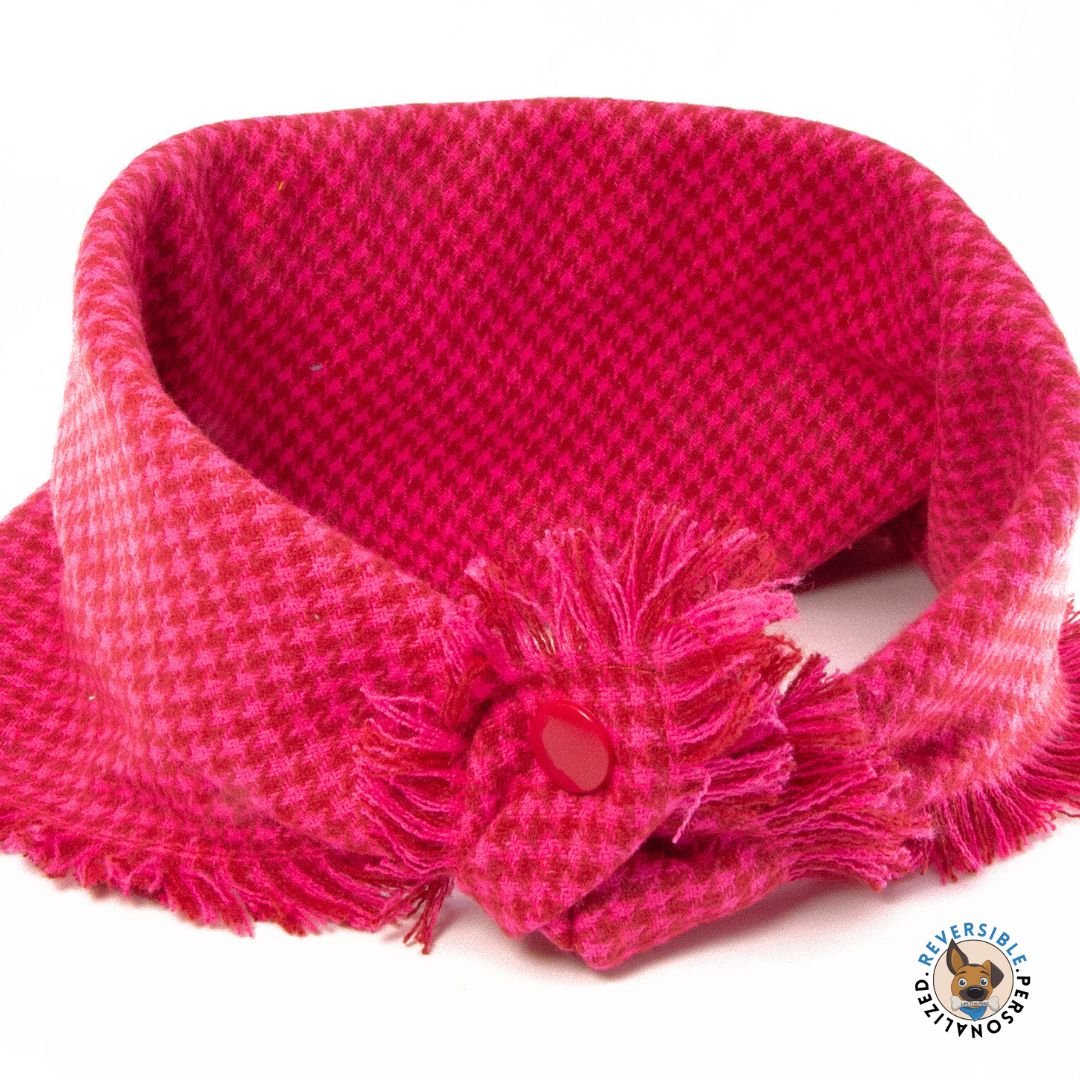 Flannel Bandanas Hot Pink Houndstooth by Life for Pawz – Handmade for pets