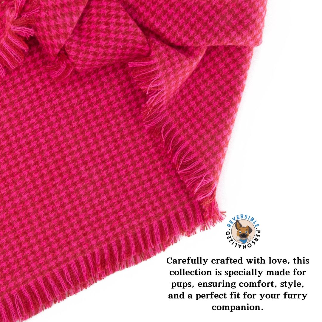 Flannel Bandanas Hot Pink Houndstooth by Life for Pawz – Handmade for pets