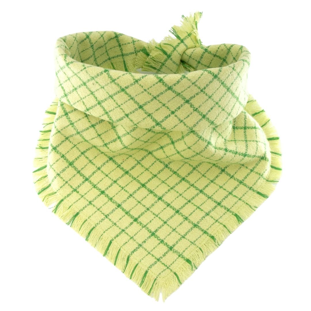 Flannel Bandanas Lime Green Grid by Life for Pawz – Handmade for pets