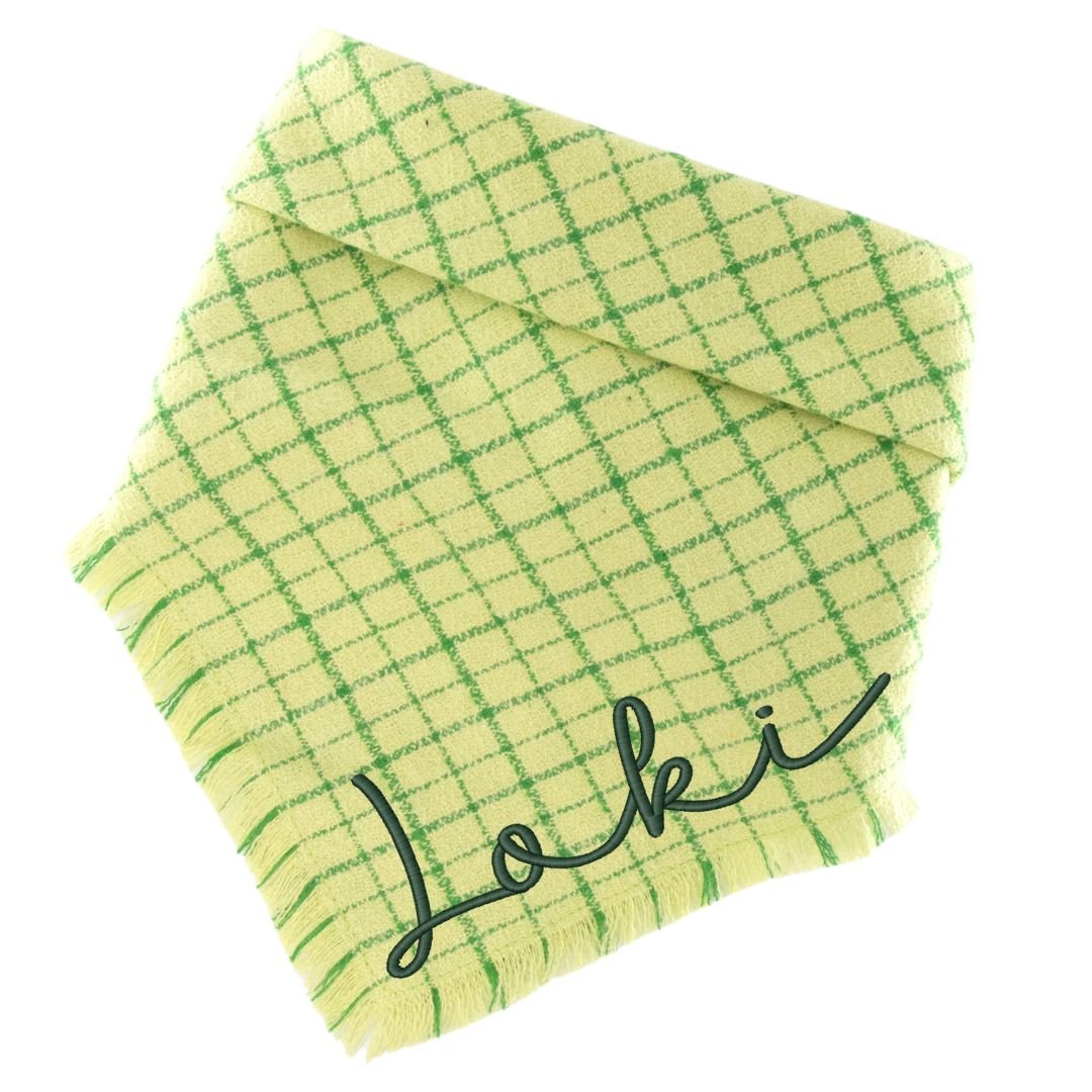 Flannel Bandanas Lime Green Grid by Life for Pawz – Handmade for pets