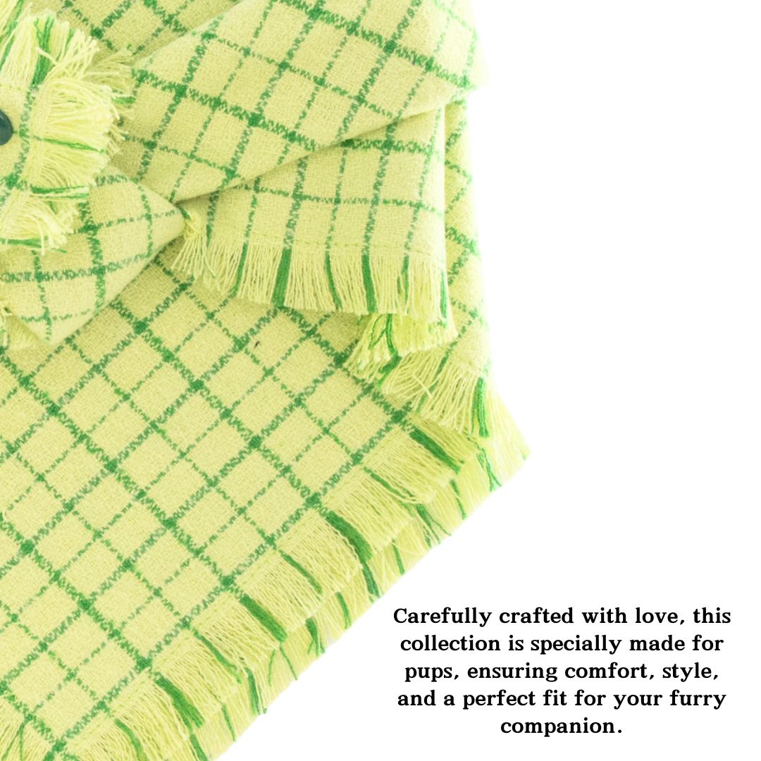 Flannel Bandanas Lime Green Grid by Life for Pawz – Handmade for pets