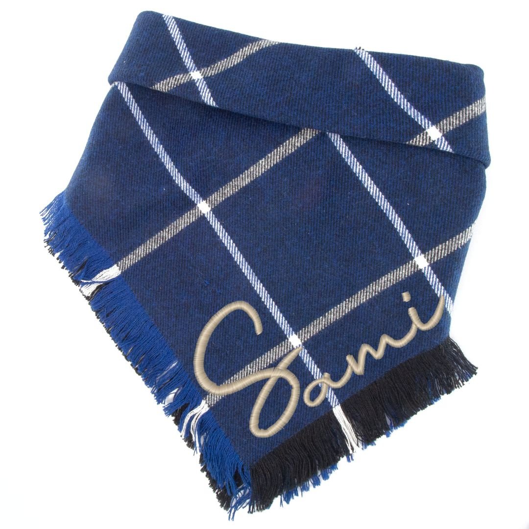 Flannel Bandanas Navy Blue Plaid by Life for Pawz – Handmade for pets