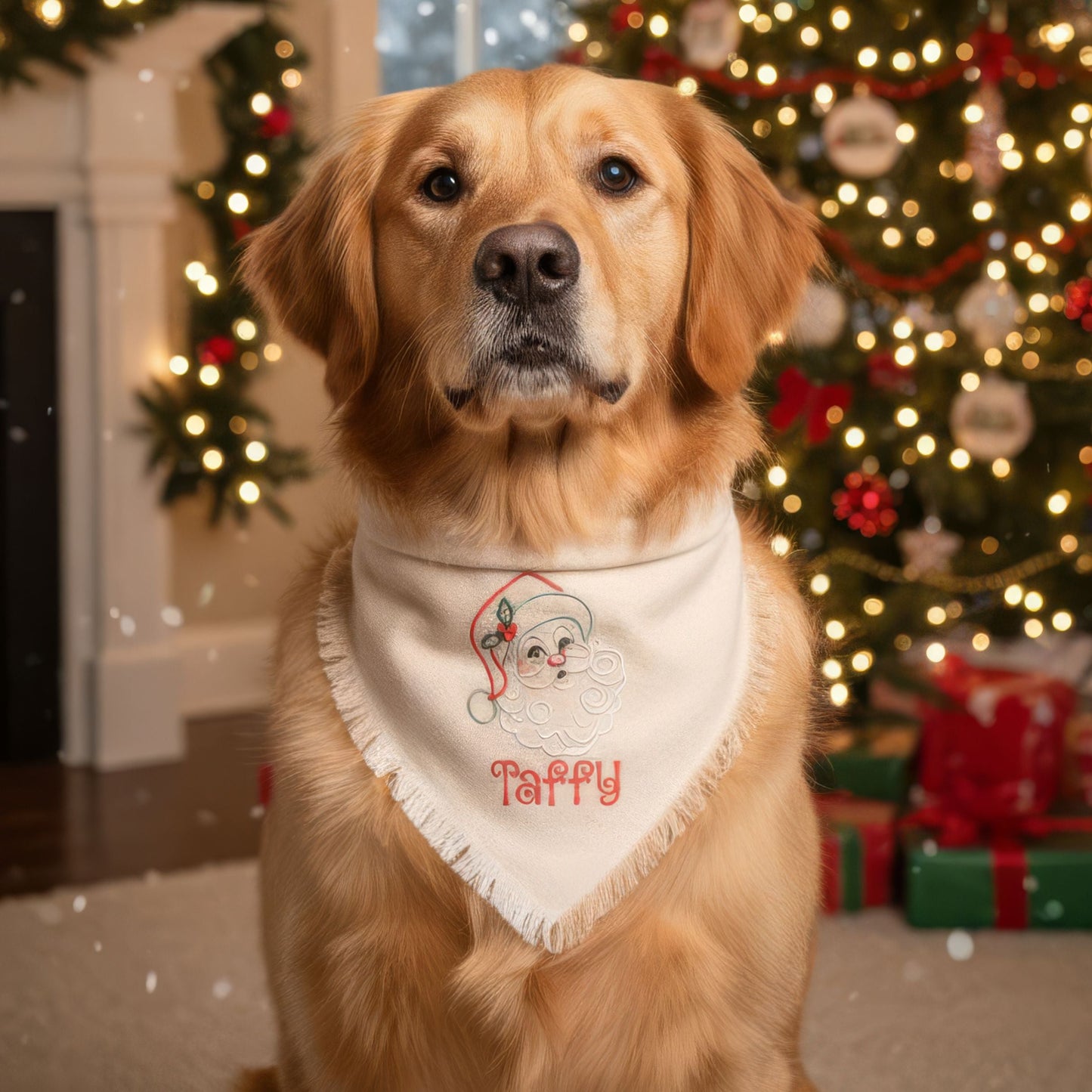 Flannel Bandanas Santa Flannel Dog Bandana by Life for Pawz – Handmade for pets