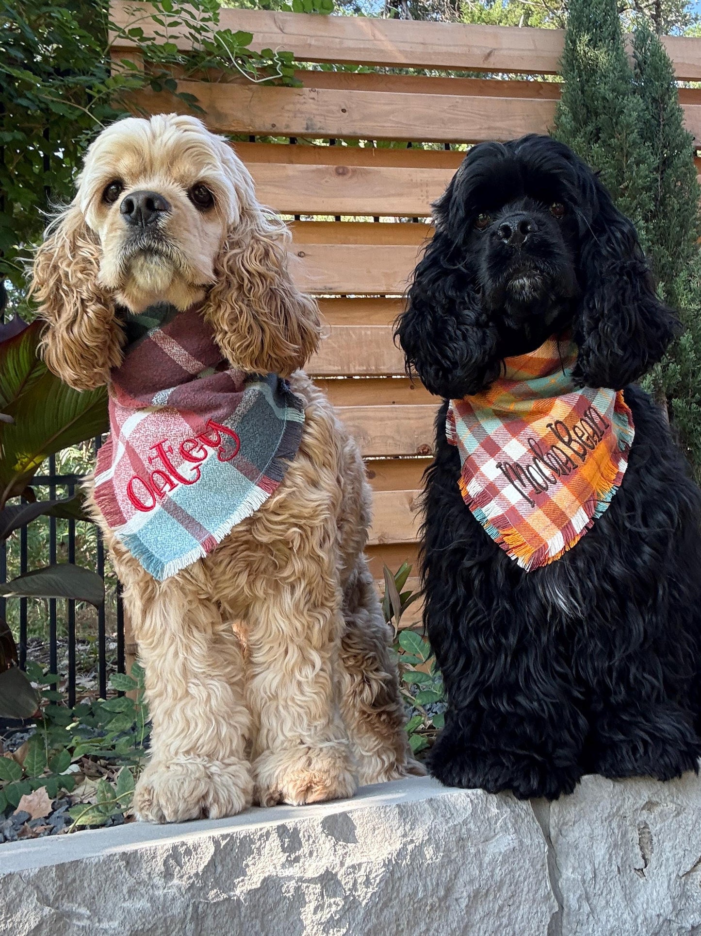 Flannel Bandanas Teal & Rust Plaid by Life for Pawz – Handmade for pets