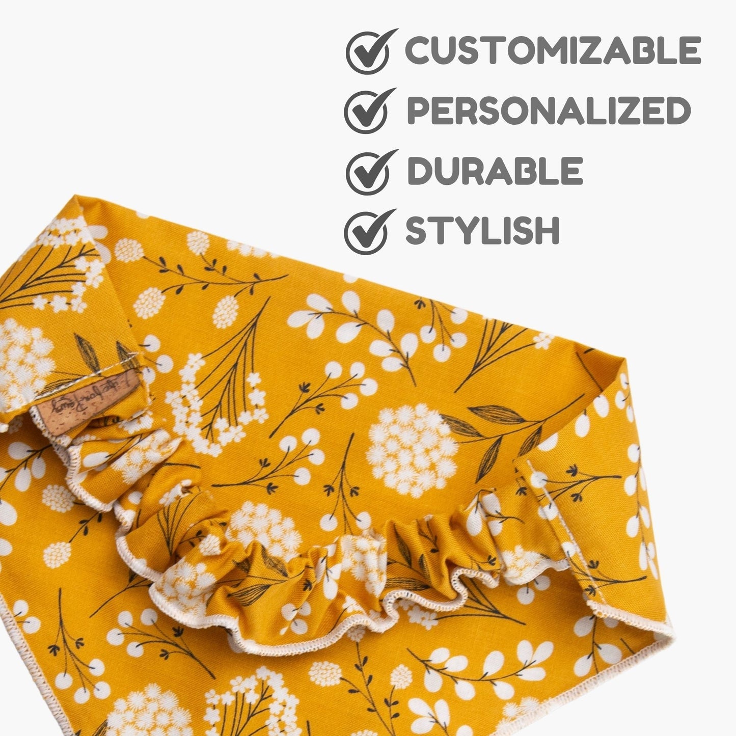 Dog bandana Golden Floral Embroidered Scrunchie Dog Bandana - Life for Pawz -