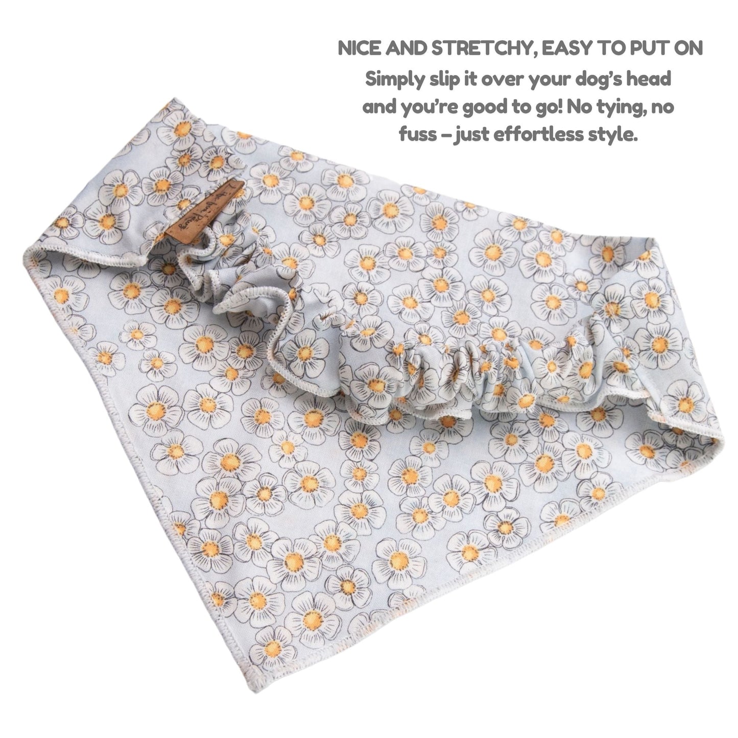 Dog bandana Gray Daisy Embroidered Scrunchie Dog Bandana - Life for Pawz -
