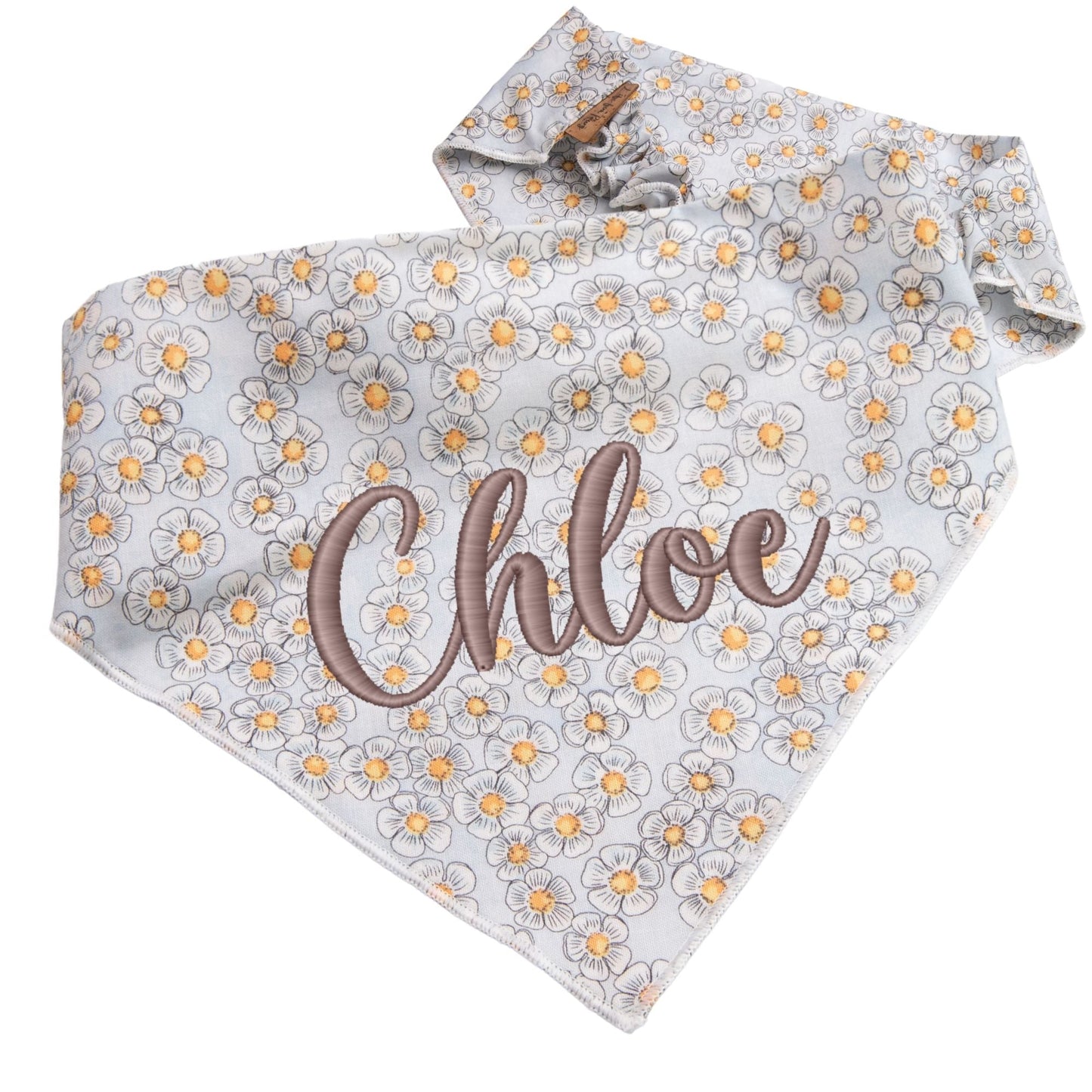 Dog bandana Gray Daisy Embroidered Scrunchie Dog Bandana - Life for Pawz -