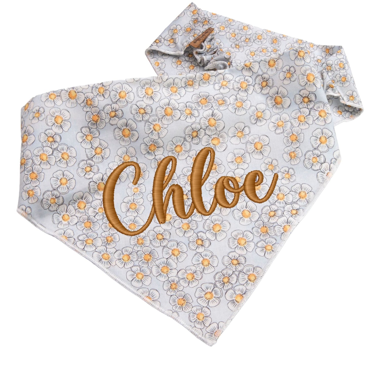 Dog bandana Gray Daisy Embroidered Scrunchie Dog Bandana - Life for Pawz -