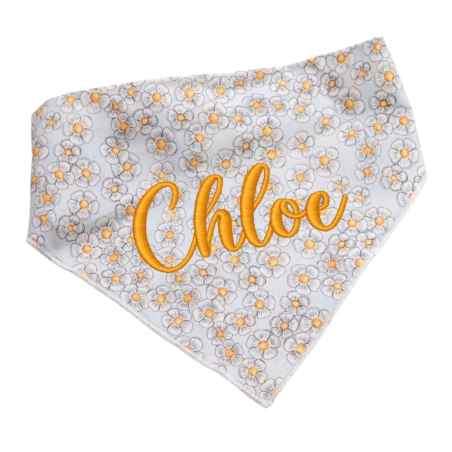 Dog bandana Gray Daisy Embroidered Scrunchie Dog Bandana - Life for Pawz -