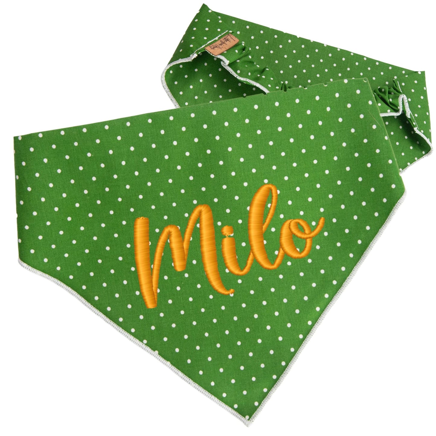 Dog bandana Green Polka Dot Embroidered Scrunchie Dog Bandana - Life for Pawz -