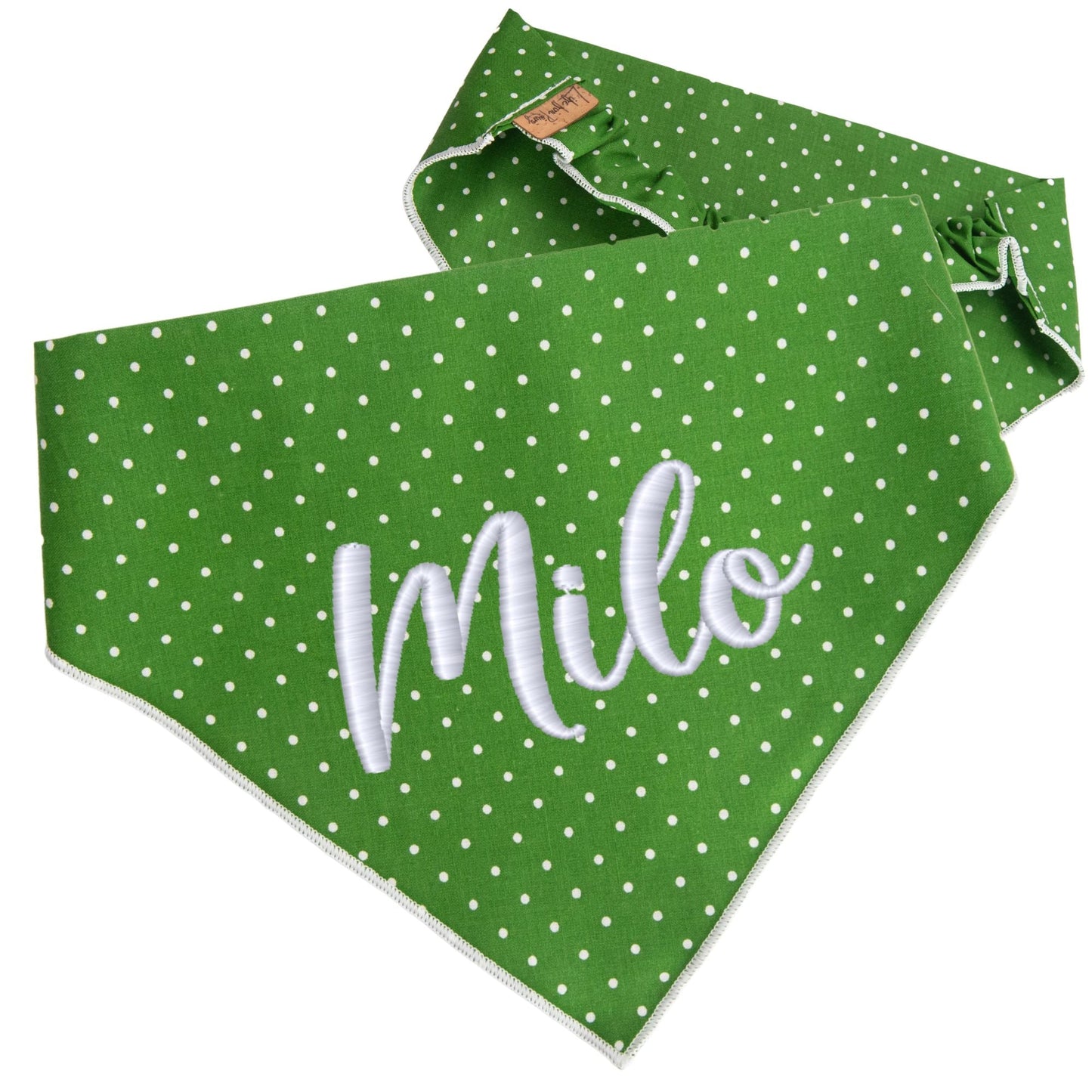 Dog bandana Green Polka Dot Embroidered Scrunchie Dog Bandana - Life for Pawz -