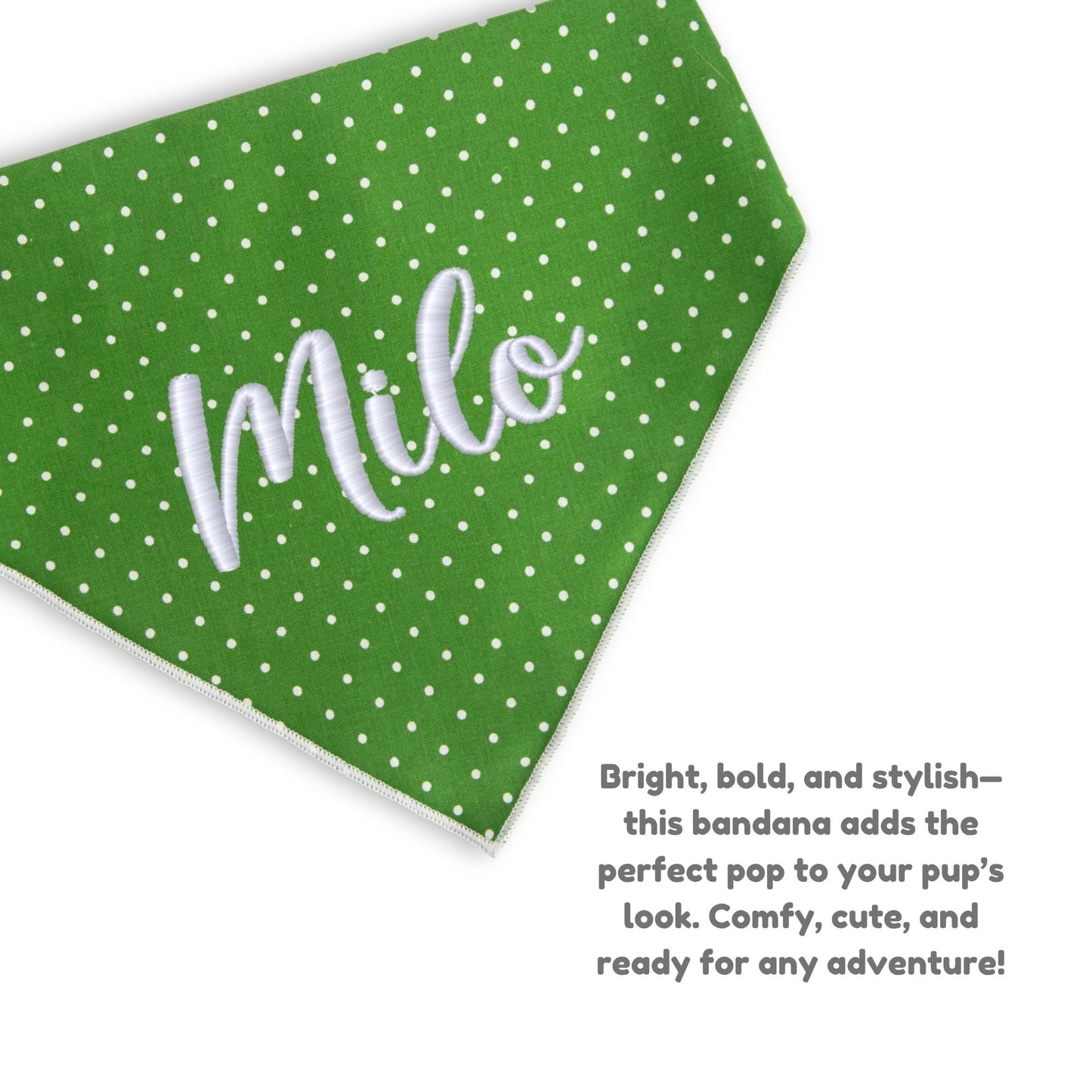 Dog bandana Green Polka Dot Embroidered Scrunchie Dog Bandana - Life for Pawz -