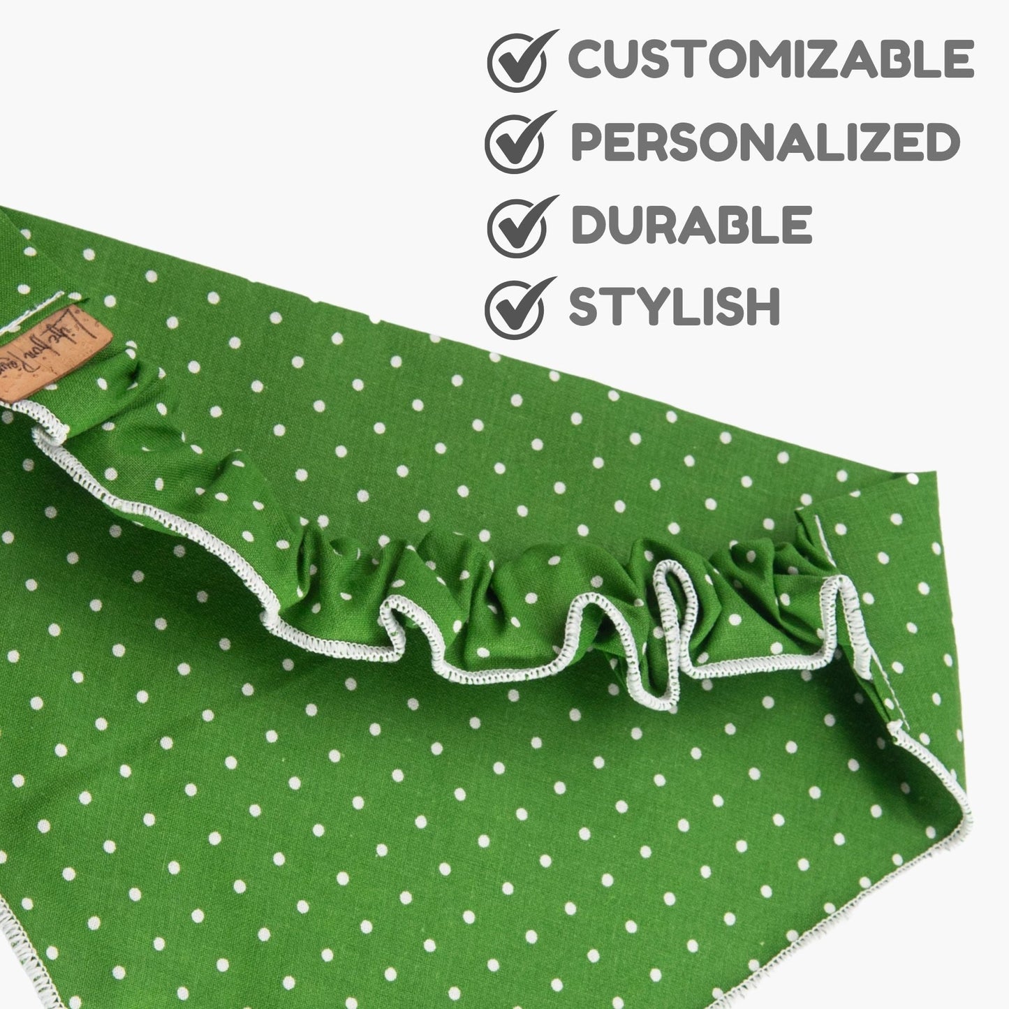 Dog bandana Green Polka Dot Embroidered Scrunchie Dog Bandana - Life for Pawz -