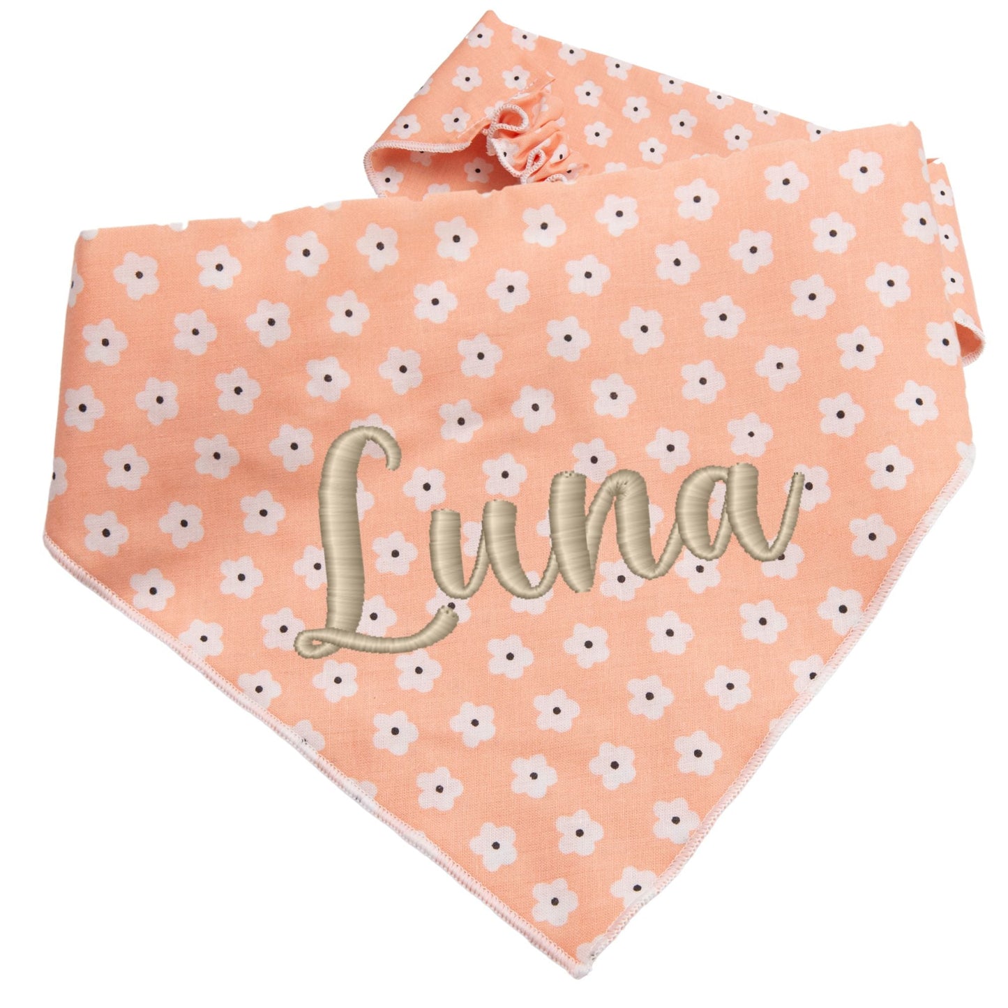 Dog bandana Peach Floral Embroidered Scrunchie Dog Bandana - Life for Pawz -