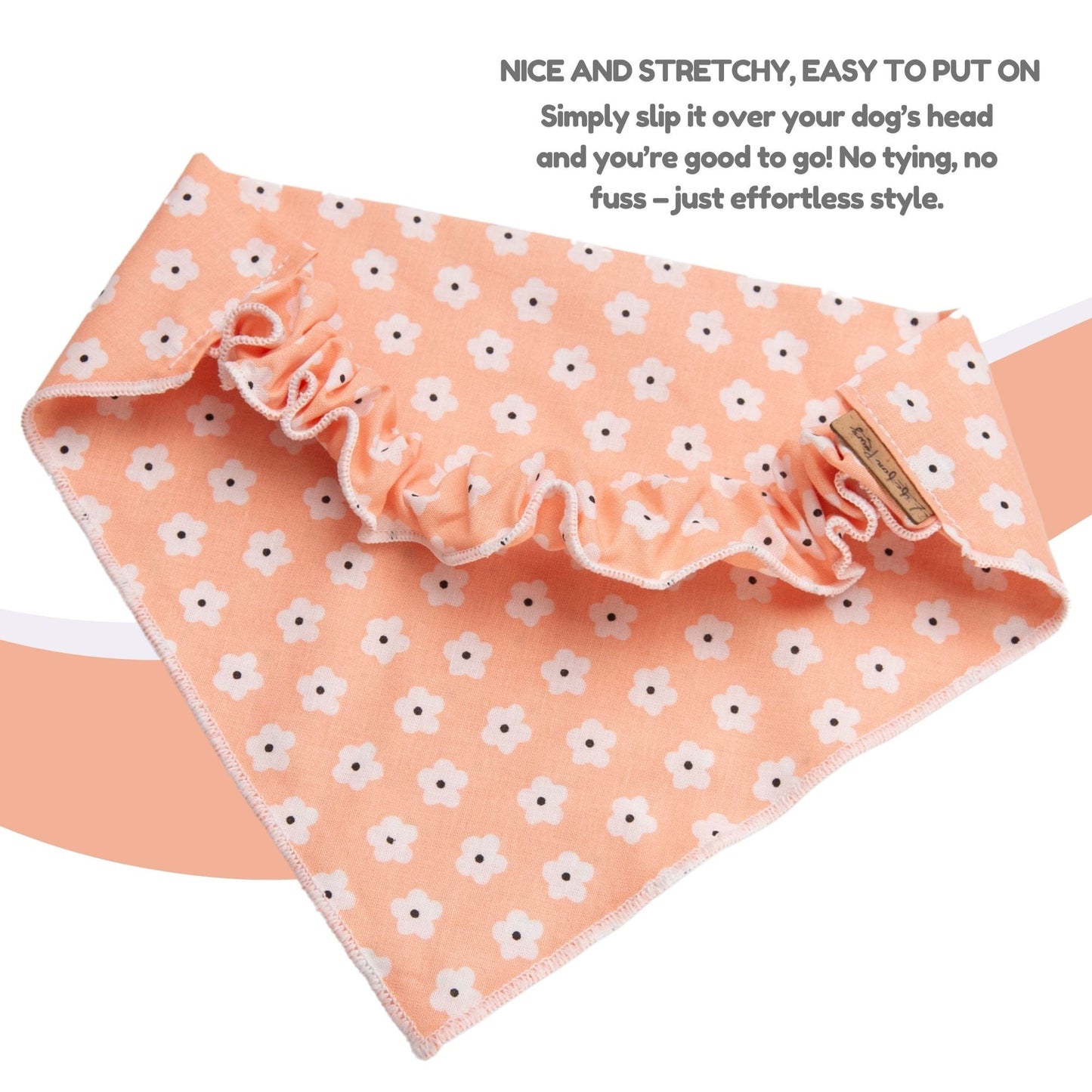 Dog bandana Peach Floral Embroidered Scrunchie Dog Bandana - Life for Pawz -