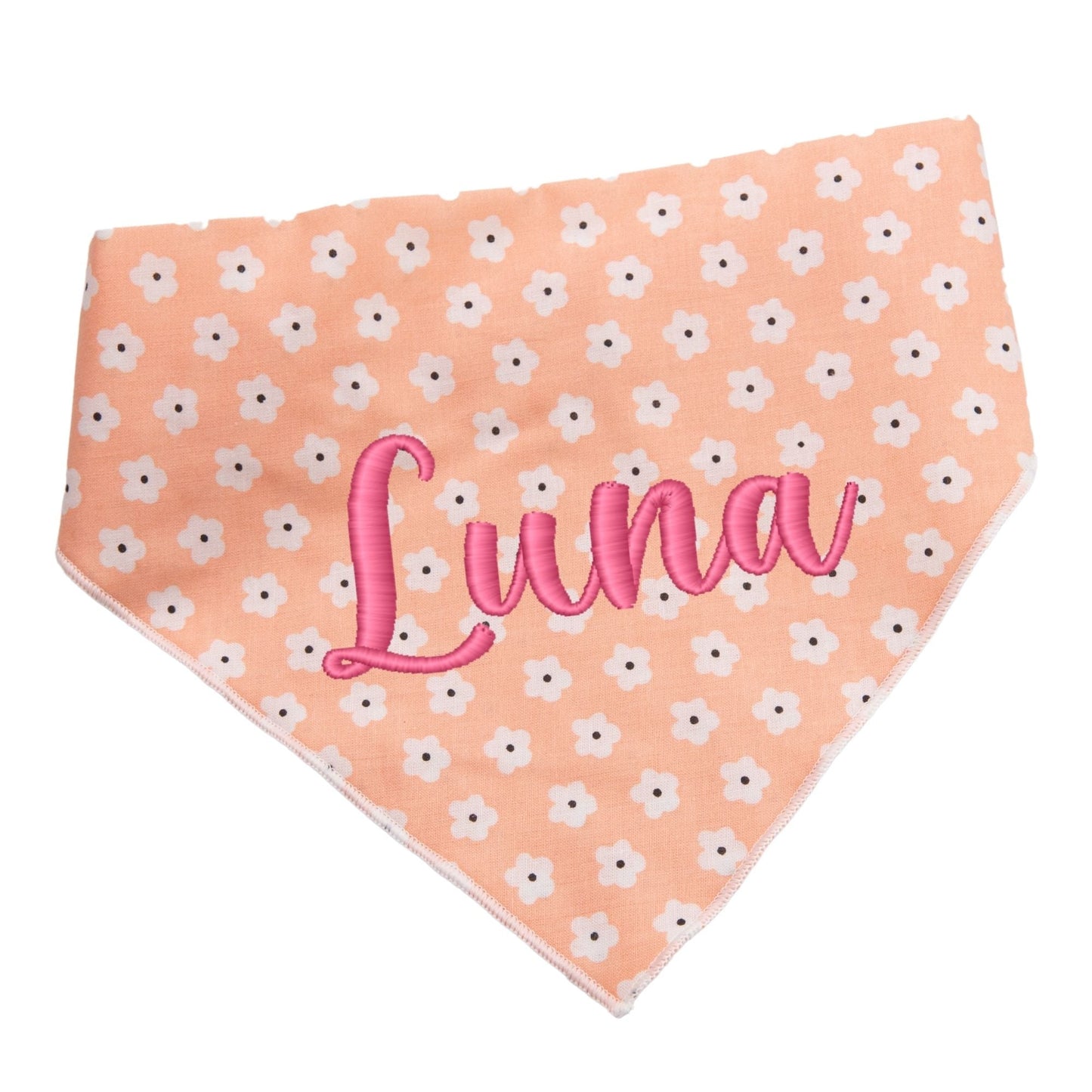 Dog bandana Peach Floral Embroidered Scrunchie Dog Bandana - Life for Pawz -