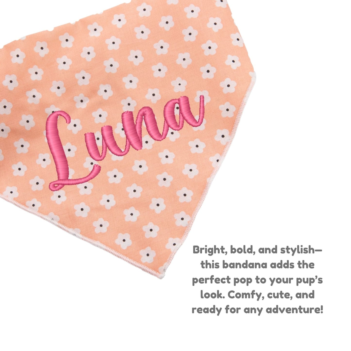 Dog bandana Peach Floral Embroidered Scrunchie Dog Bandana - Life for Pawz -