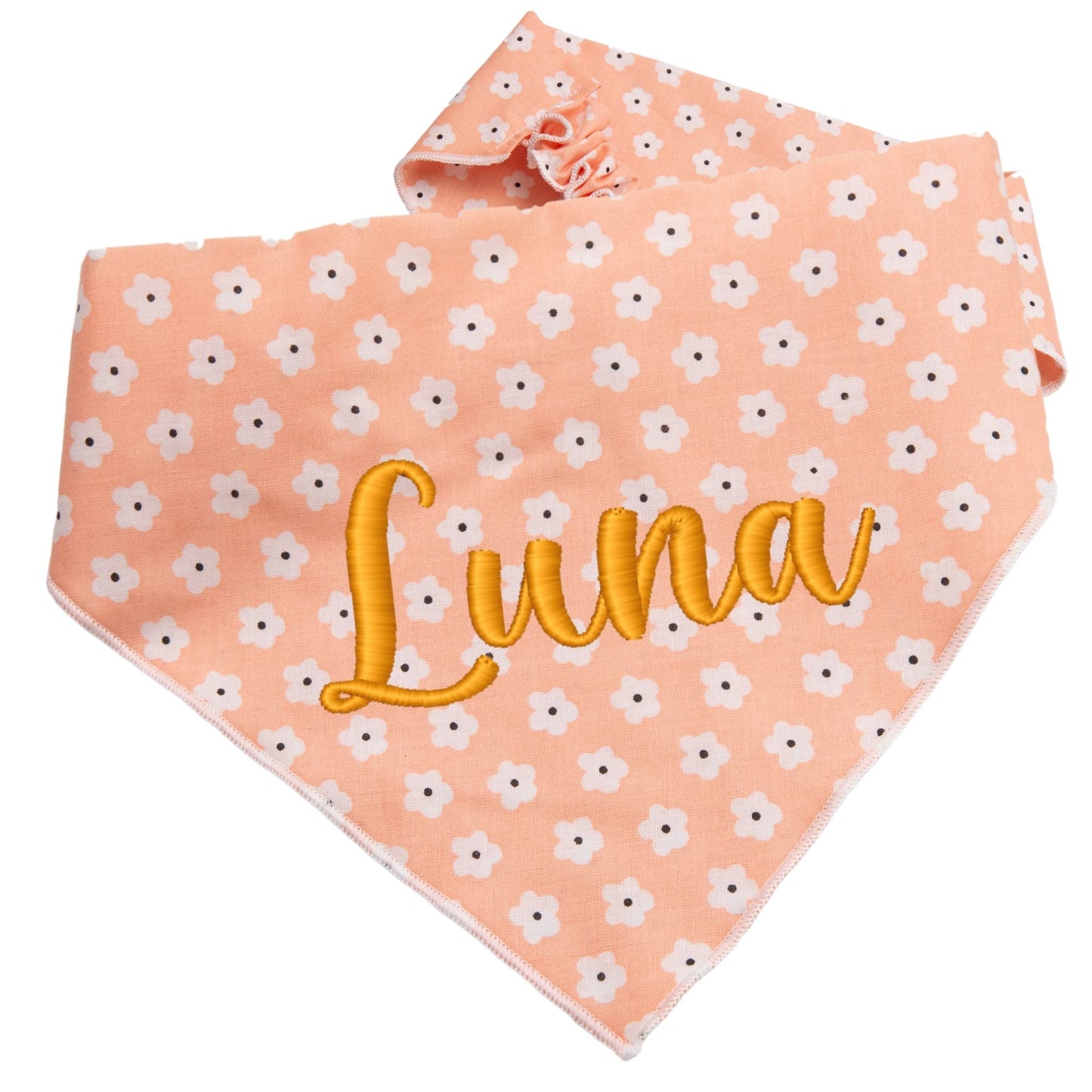 Dog bandana Peach Floral Embroidered Scrunchie Dog Bandana - Life for Pawz -