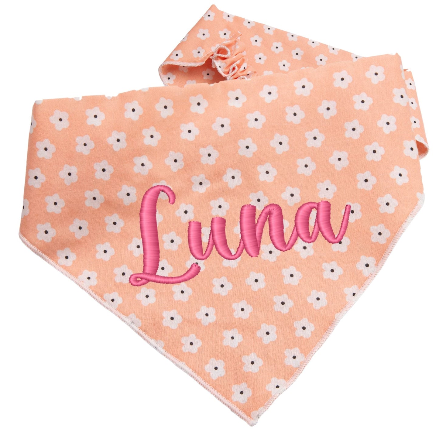 Dog bandana Peach Floral Embroidered Scrunchie Dog Bandana - Life for Pawz -