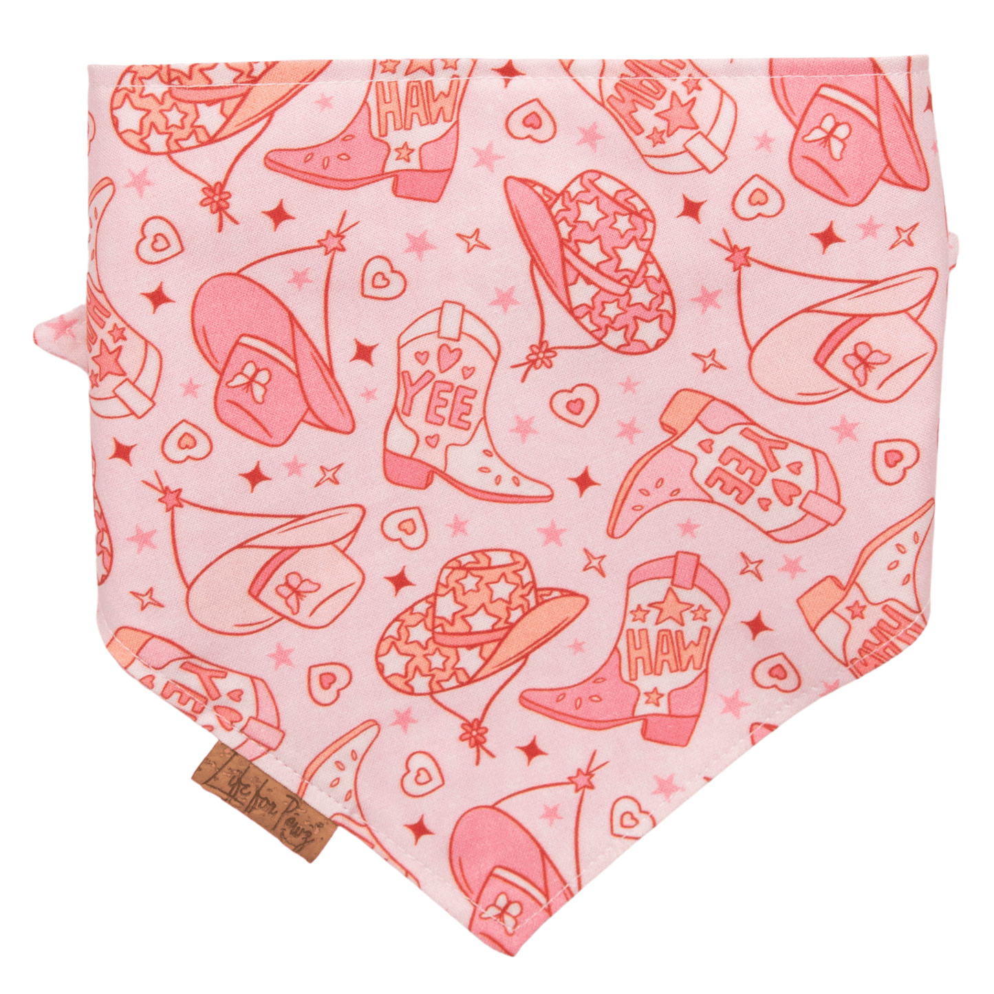 Dog bandana Pink Cowgirl & Gingham Personalized Reversible Dog Bandana - Life for Pawz - Bone Clasp