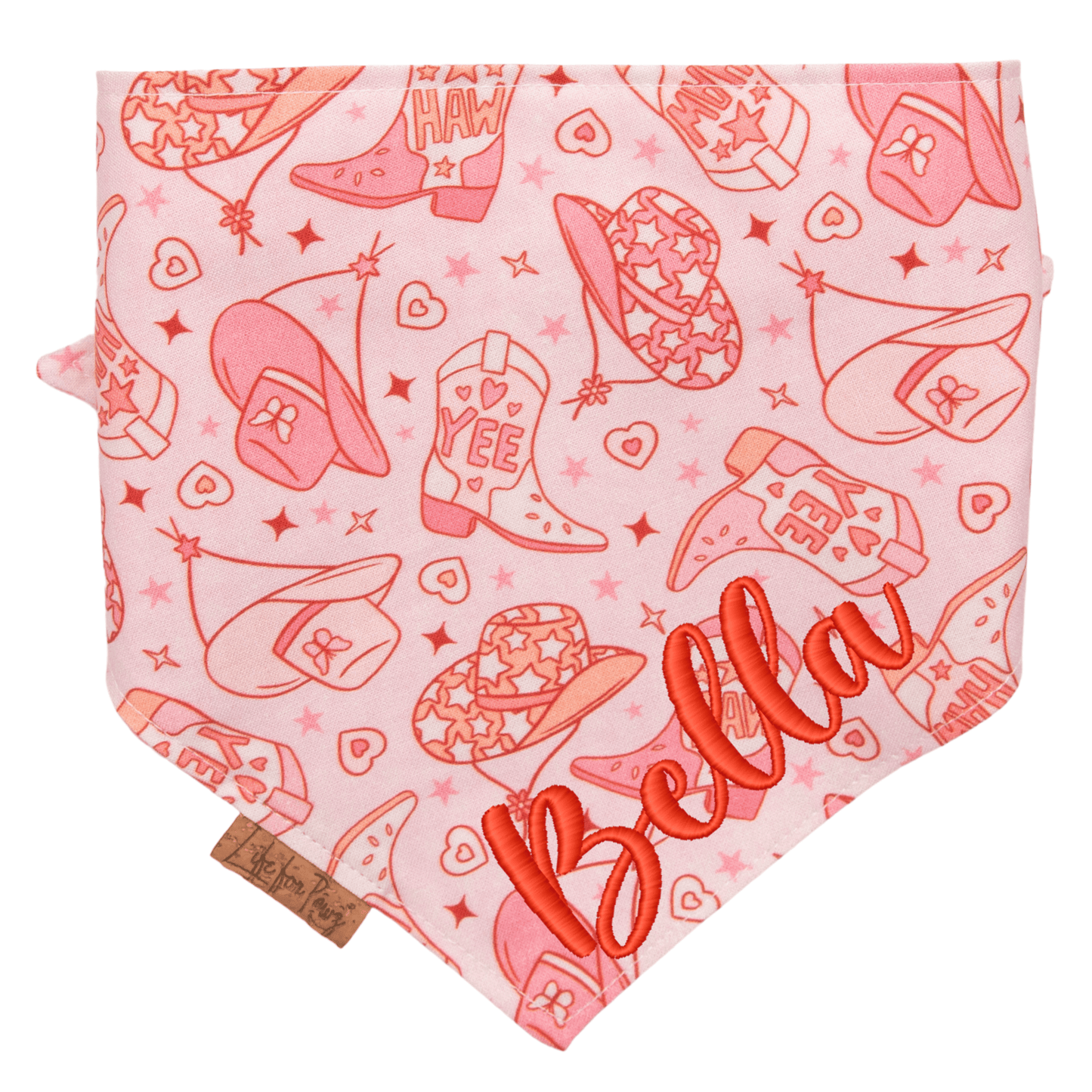 Dog bandana Pink Cowgirl & Gingham Personalized Reversible Dog Bandana - Life for Pawz - Bone Clasp