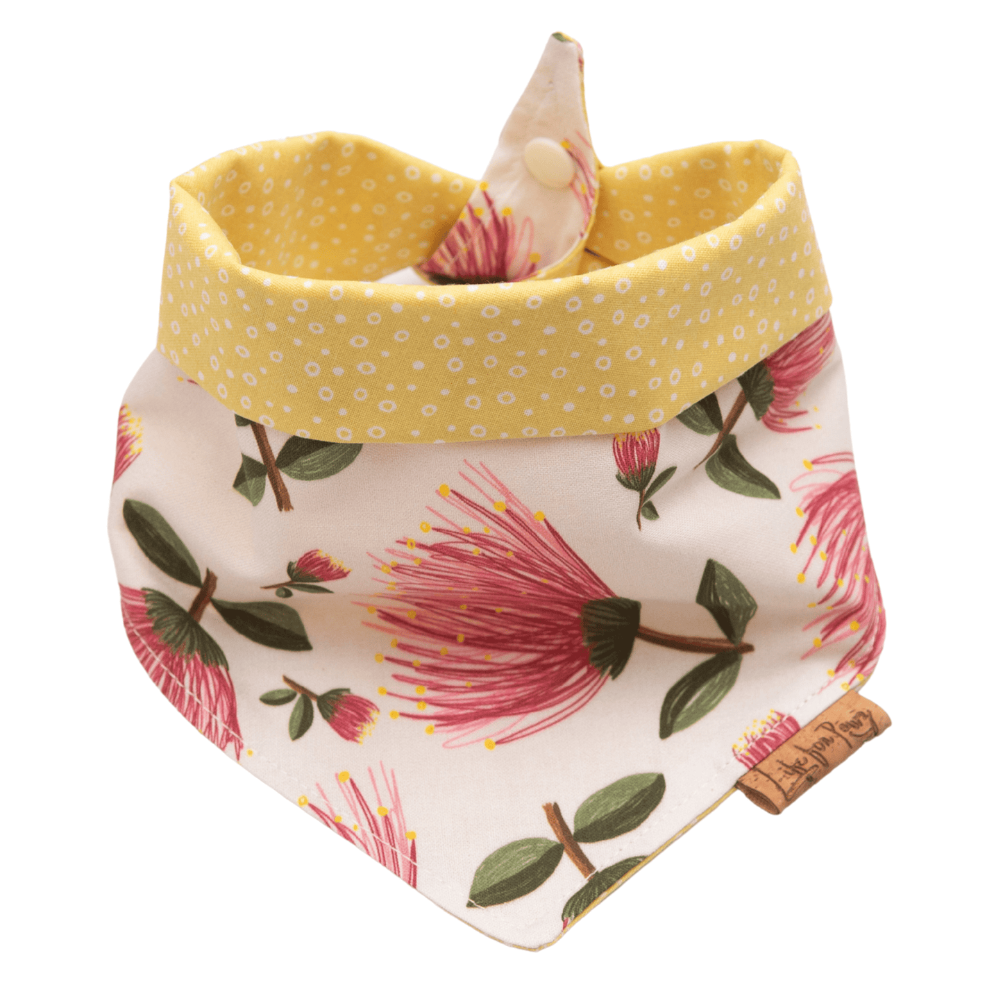 Dog bandana Pink Floral & Yellow Dots - Reversible Dog Bandana - Life for Pawz - Reversible Dog Bandana