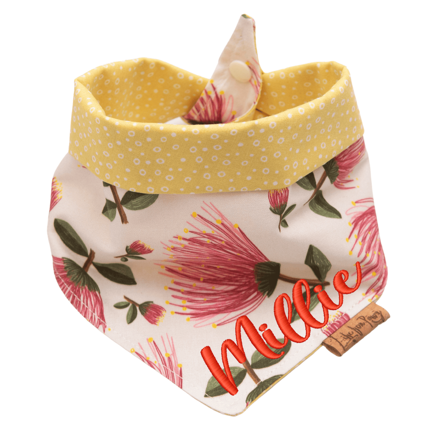 Dog bandana Pink Floral & Yellow Dots - Reversible Dog Bandana - Life for Pawz - Reversible Dog Bandana