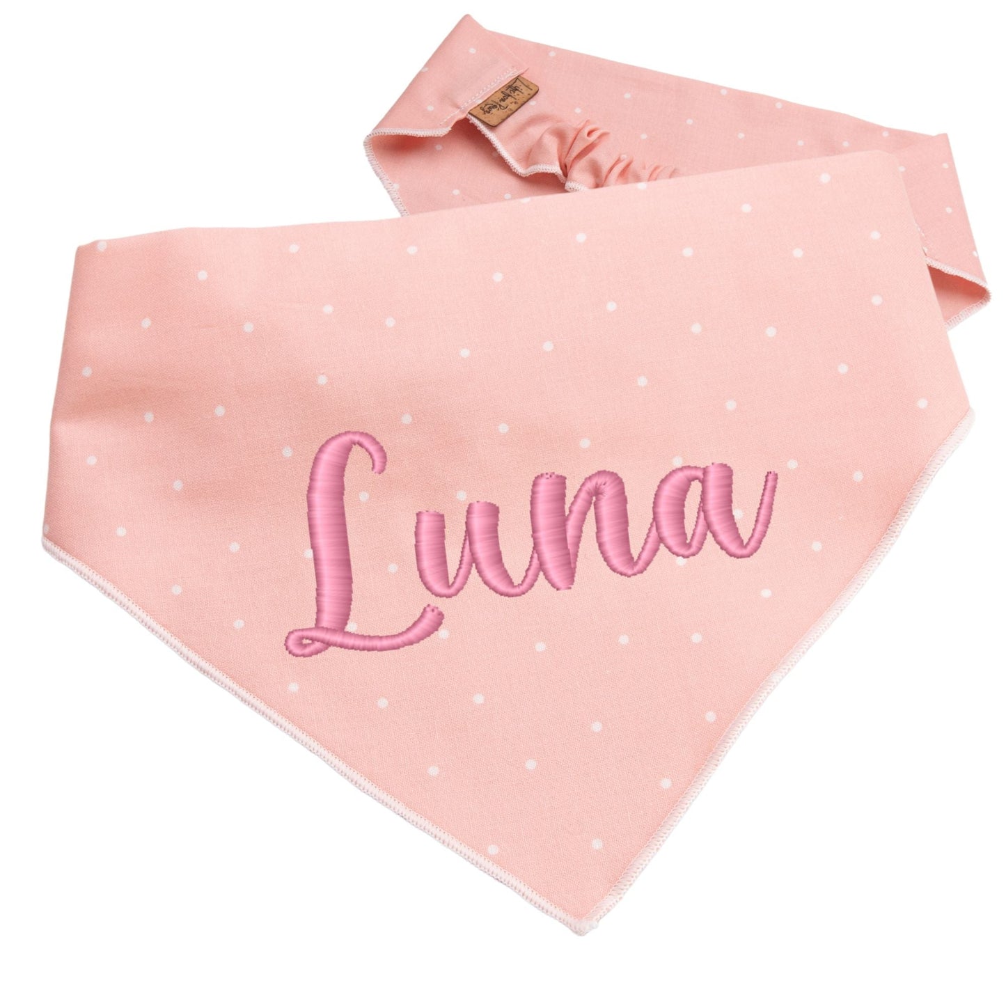 Dog bandana Pink Polka Dot Embroidered Scrunchie Dog Bandana - Life for Pawz -