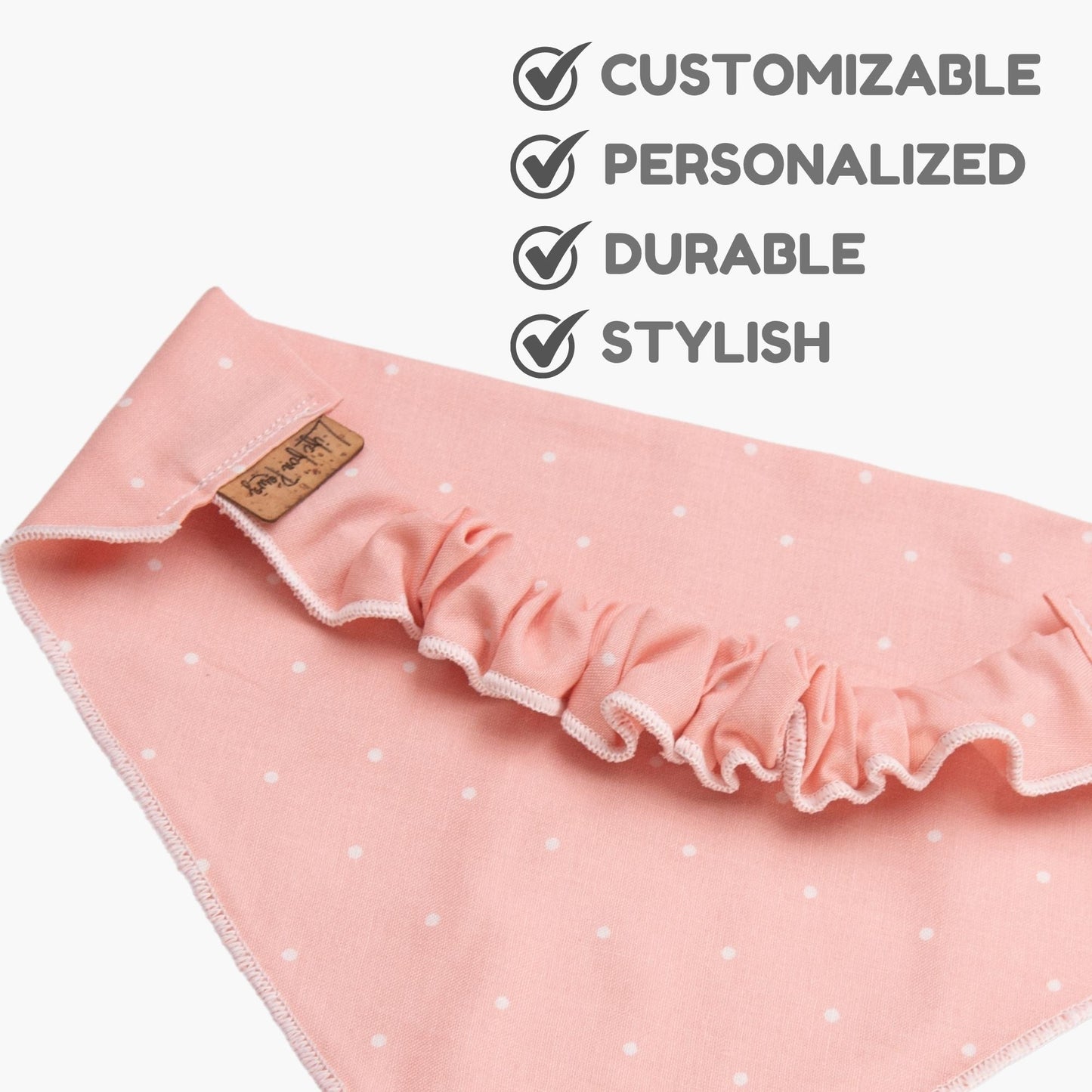 Dog bandana Pink Polka Dot Embroidered Scrunchie Dog Bandana - Life for Pawz -