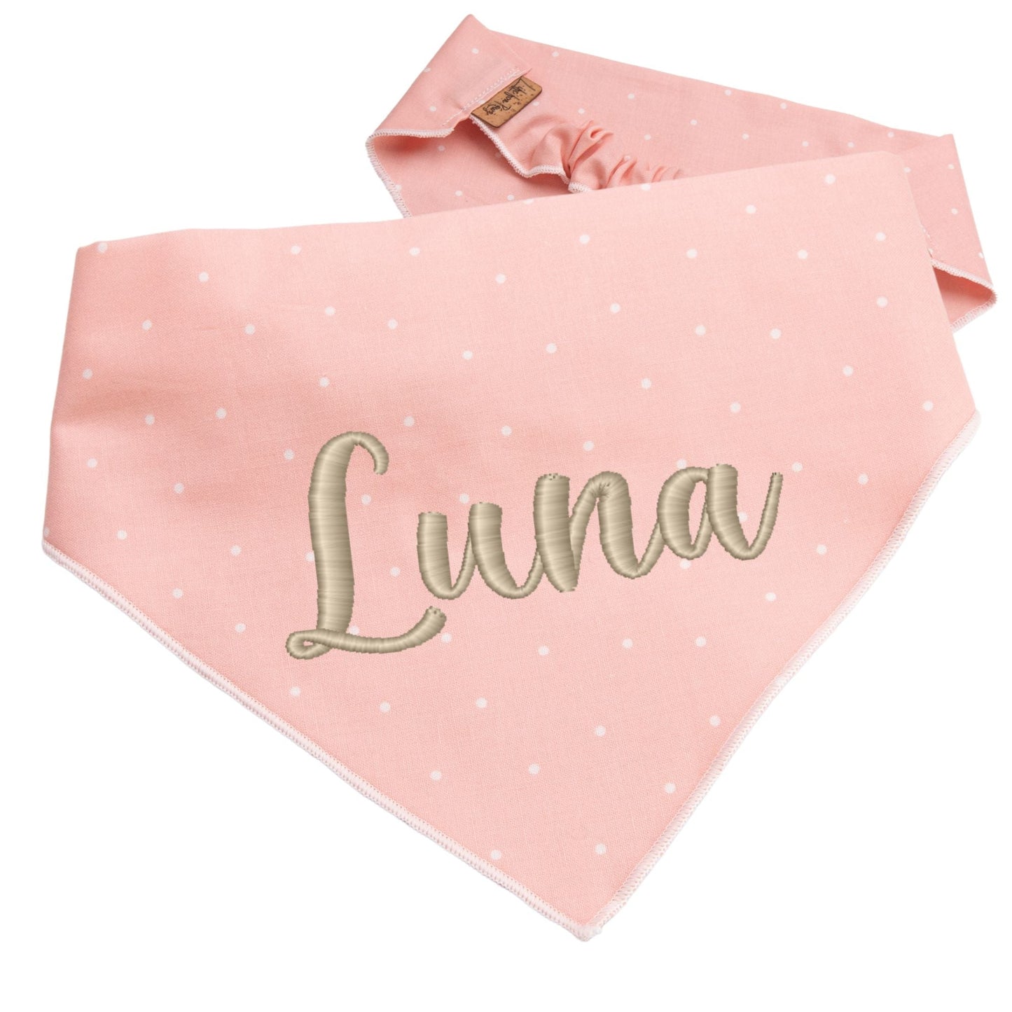 Dog bandana Pink Polka Dot Embroidered Scrunchie Dog Bandana - Life for Pawz -