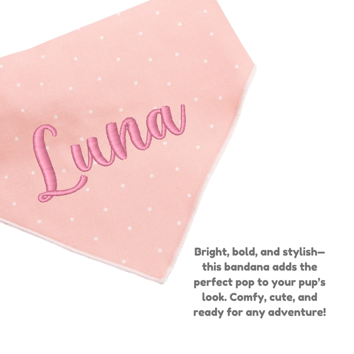 Dog bandana Pink Polka Dot Embroidered Scrunchie Dog Bandana - Life for Pawz -