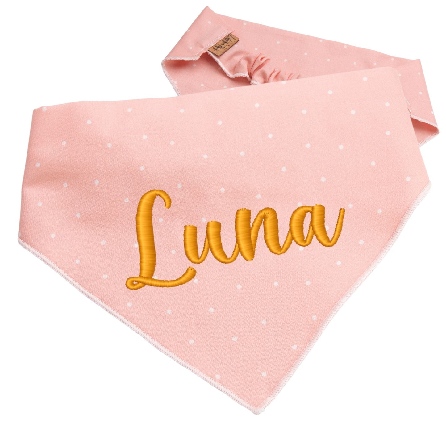 Dog bandana Pink Polka Dot Embroidered Scrunchie Dog Bandana - Life for Pawz -