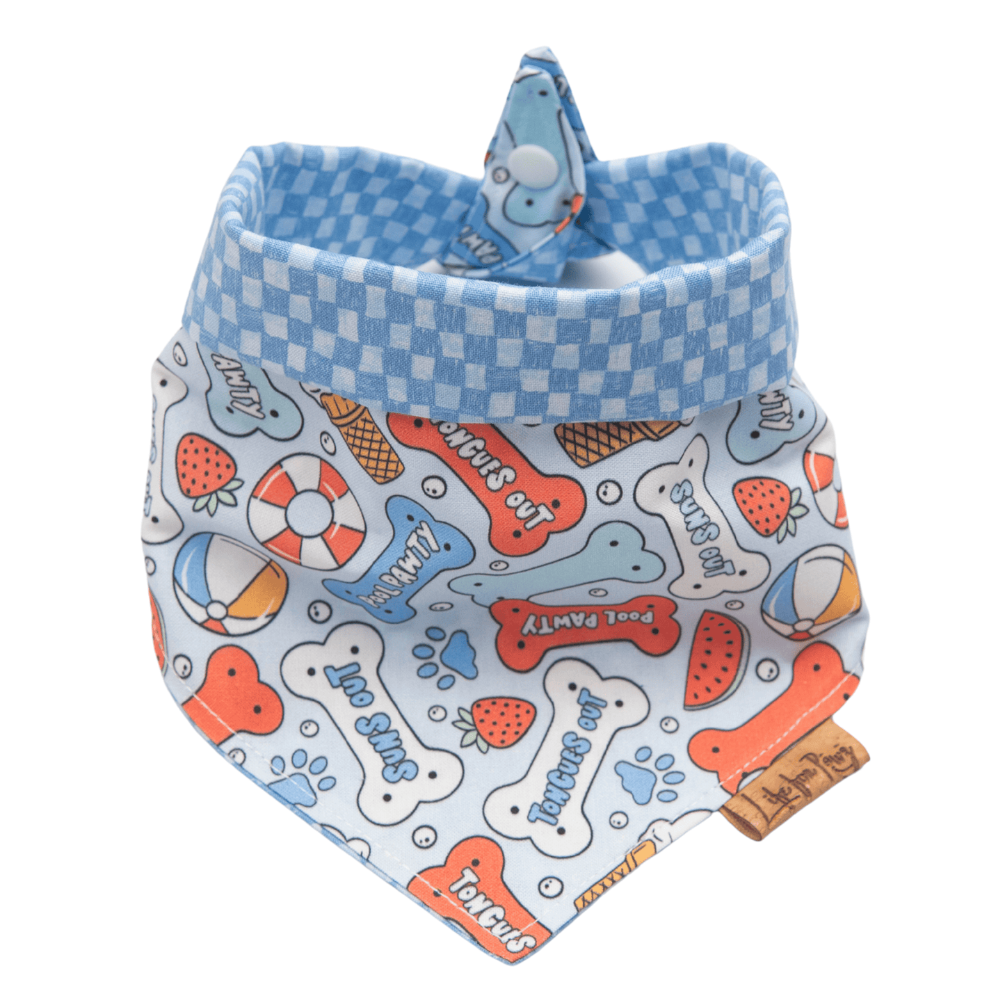 Dog bandana Pool Party & Blue Check Reversible Dog Bandana - Life for Pawz - Reversible Dog Bandana