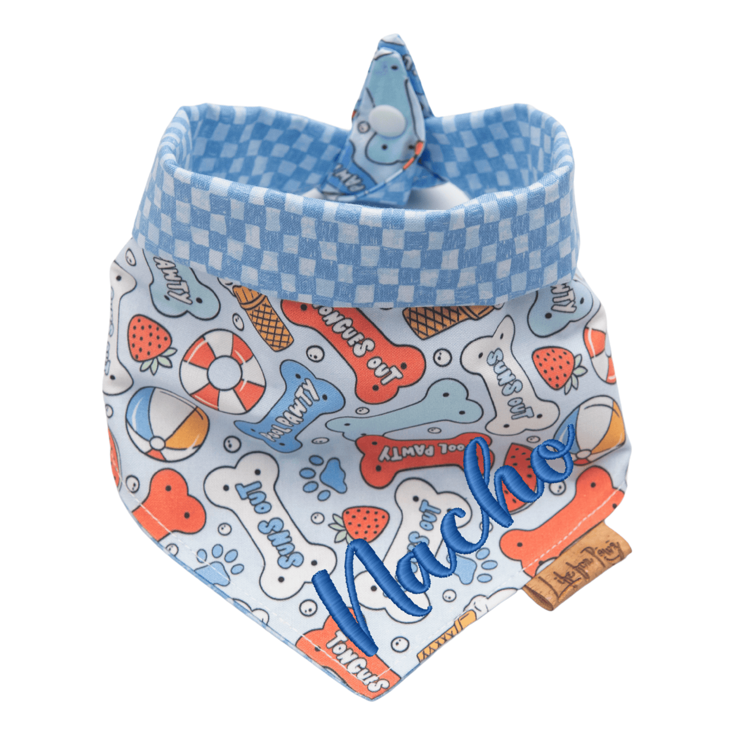 Dog bandana Pool Party & Blue Check Reversible Dog Bandana - Life for Pawz - Reversible Dog Bandana