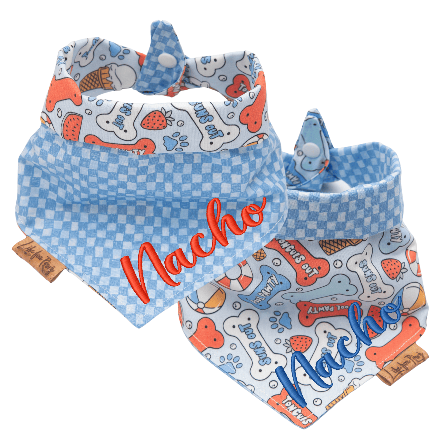 Dog bandana Pool Party & Blue Check Reversible Dog Bandana - Life for Pawz - Reversible Dog Bandana
