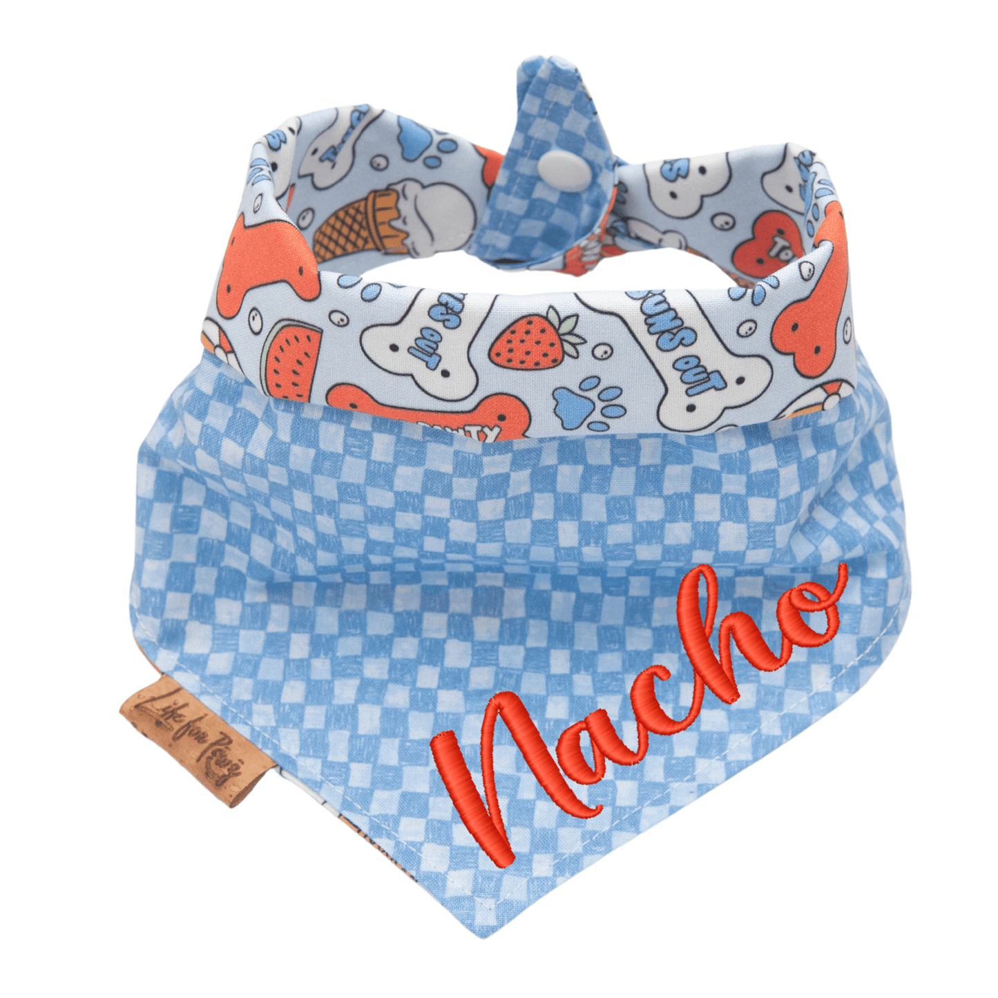 Dog bandana Pool Party & Blue Check Reversible Dog Bandana - Life for Pawz - Reversible Dog Bandana