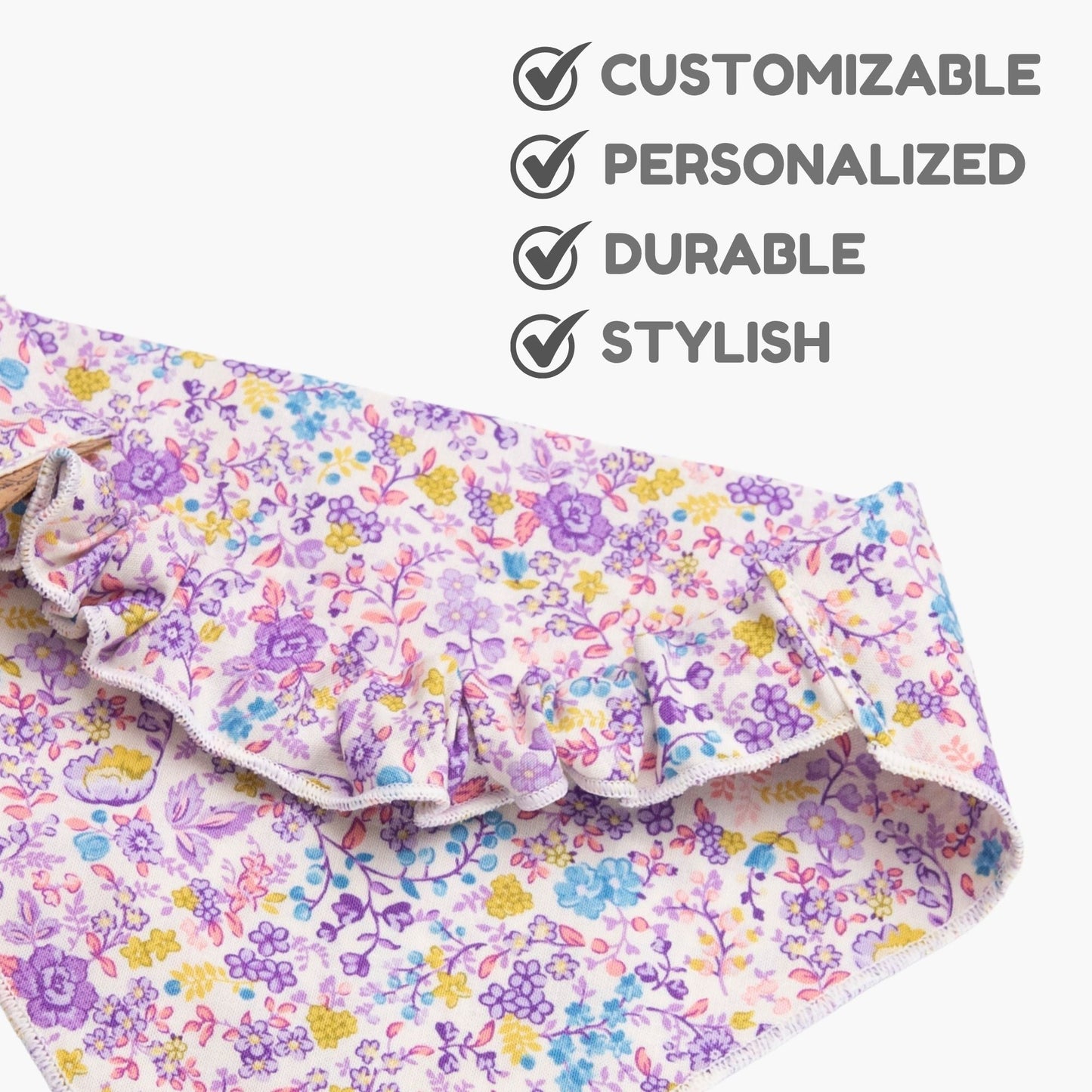 Dog bandana Purple Floral Embroidered Scrunchie Dog Bandana - Life for Pawz -
