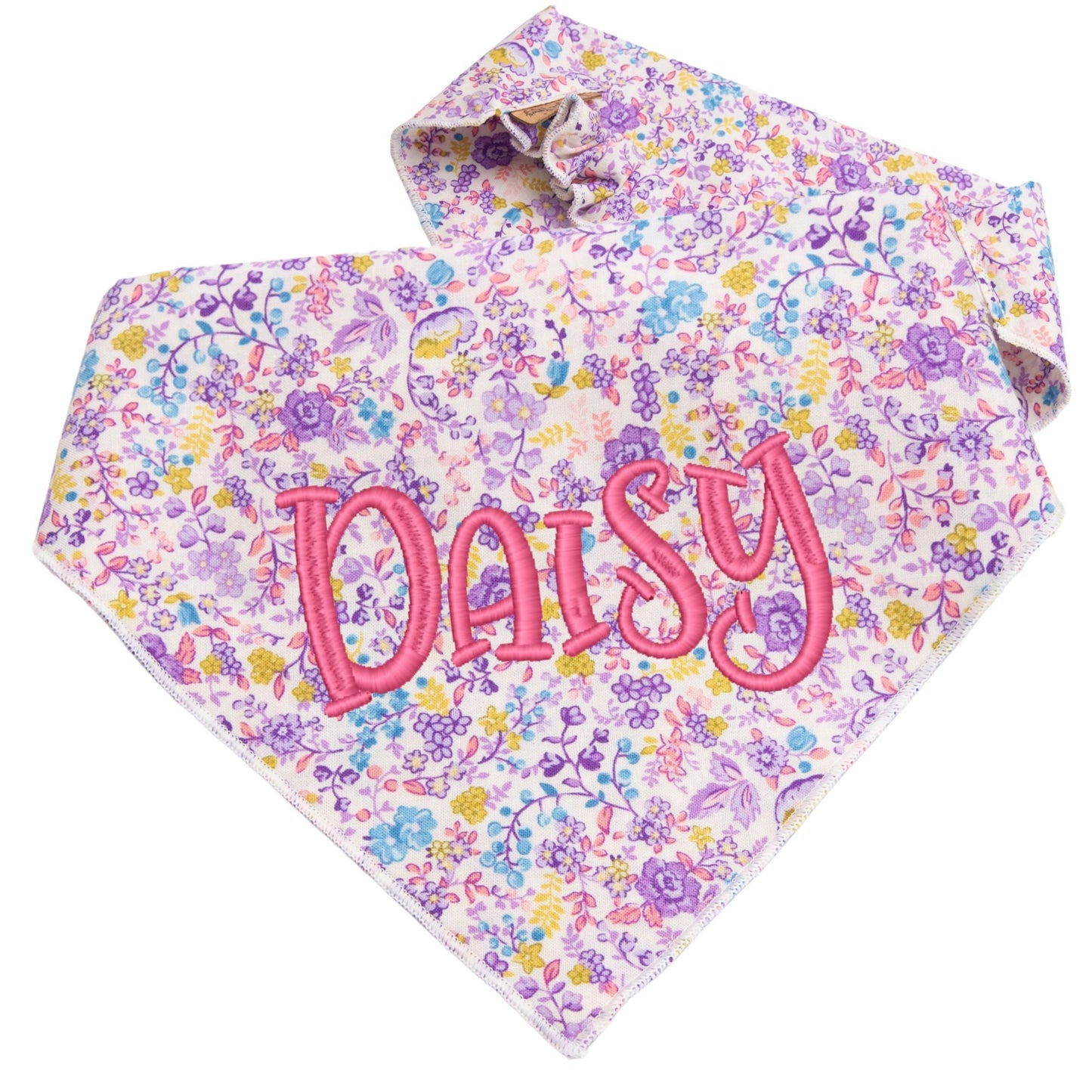 Dog bandana Purple Floral Embroidered Scrunchie Dog Bandana - Life for Pawz -