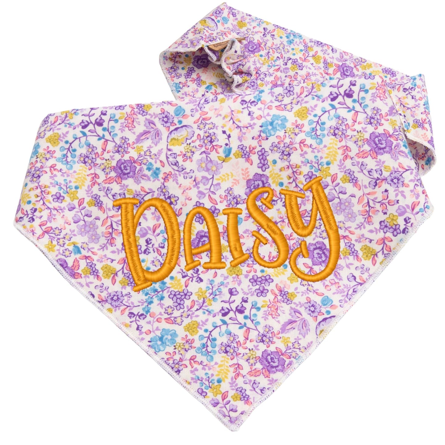 Dog bandana Purple Floral Embroidered Scrunchie Dog Bandana - Life for Pawz -