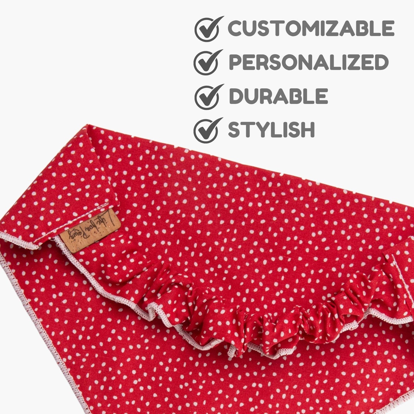 Dog bandana Red Polka Dot Embroidered Scrunchie Dog Bandana - Life for Pawz -