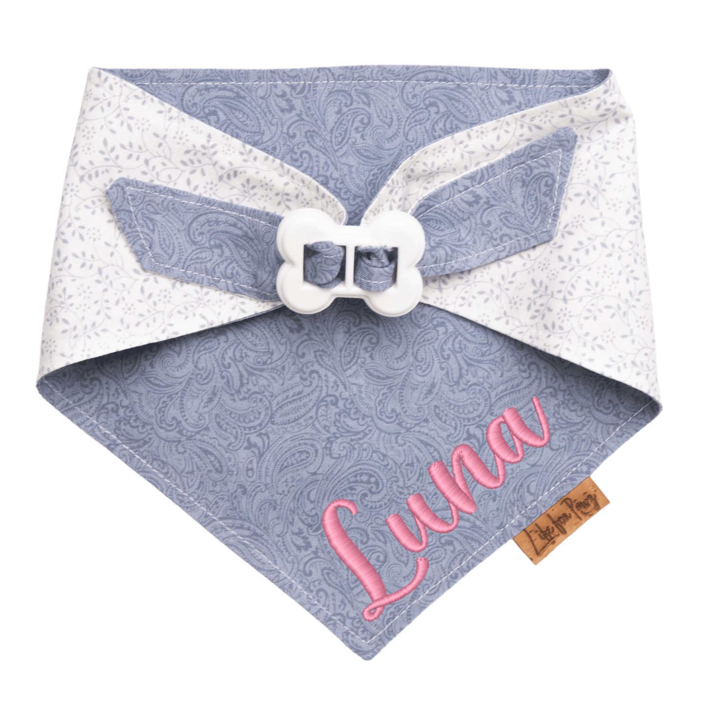 Dog bandana Reversible Blue Floral Dog Bandana - Life for Pawz - Bone Clasp